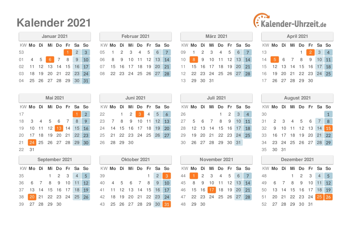 Pick Jahreskalender 2021 Deutsch