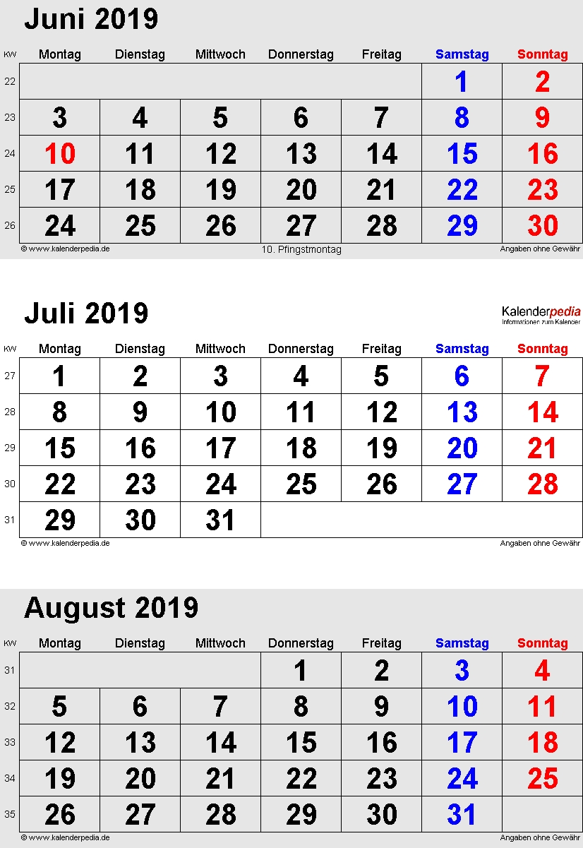 Pick Kalender Juli August