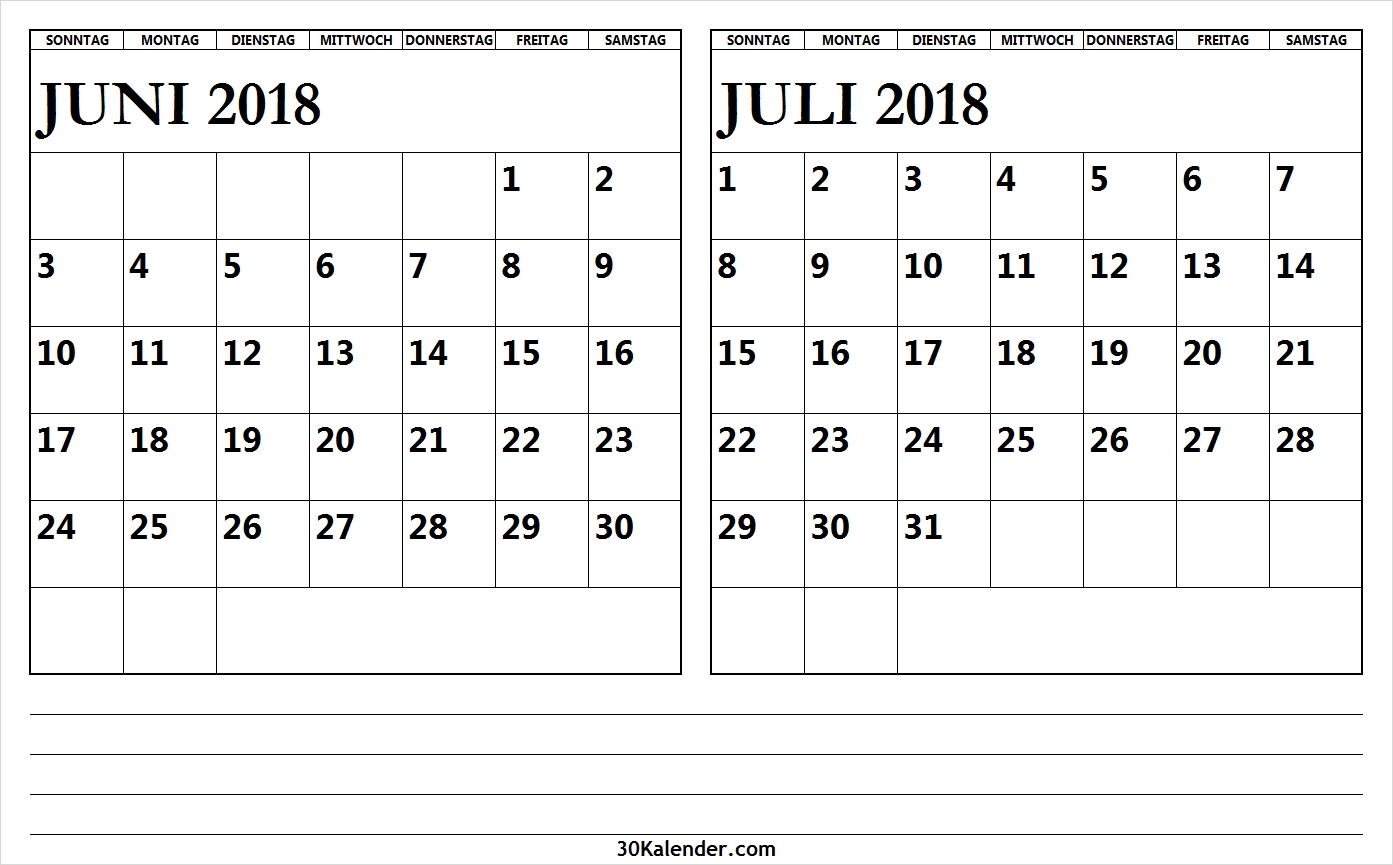 Pick Kalender Juni Juli August