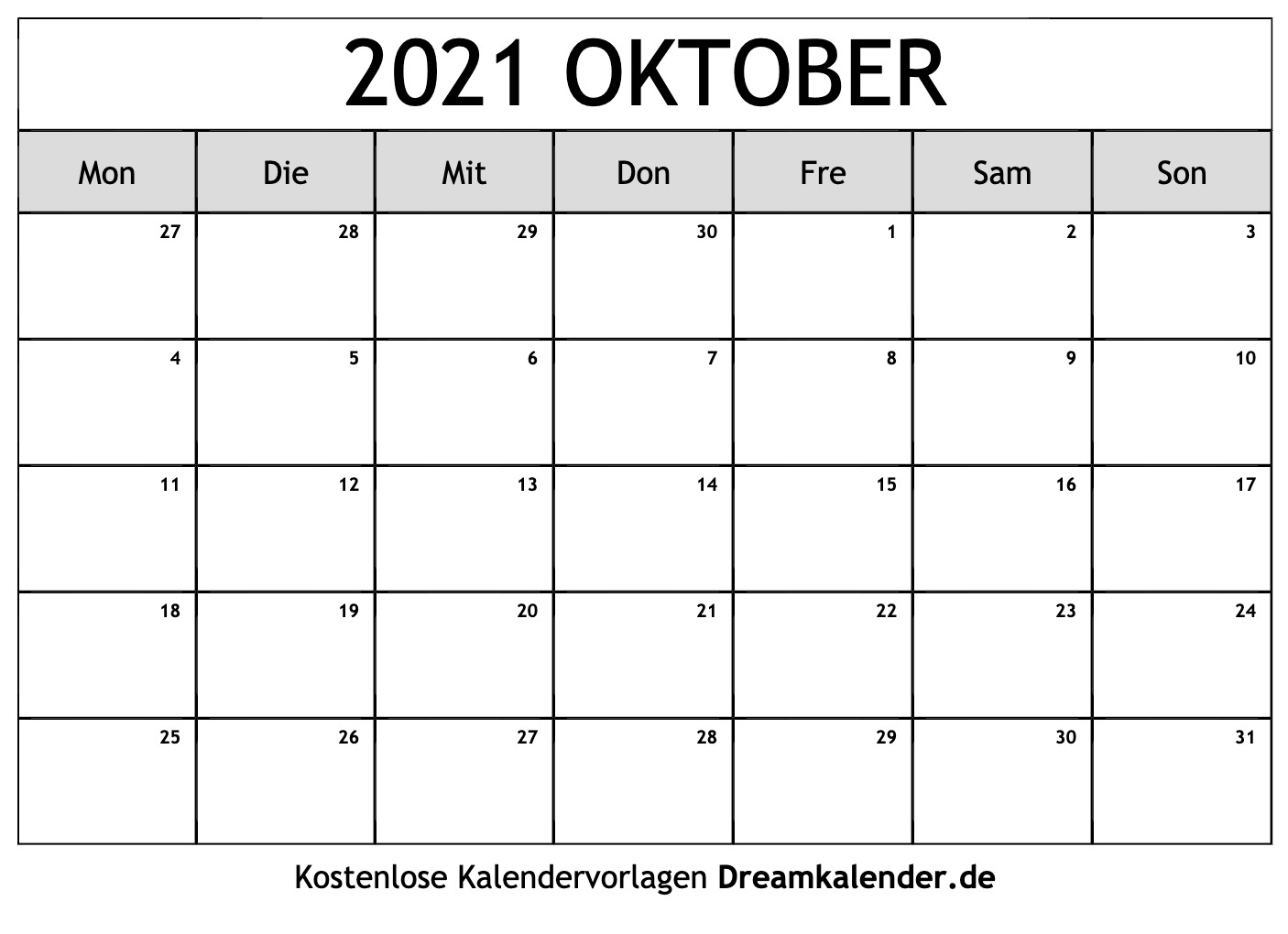 Pick Kalender Oktober 2021