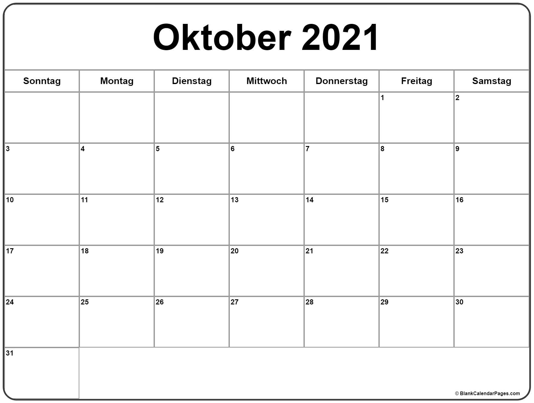 Pick Kalender Oktober 2021