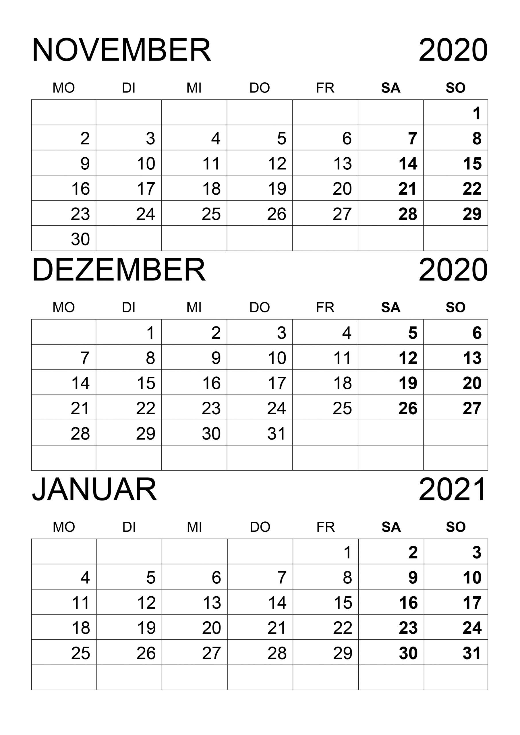 Pick Kalender September Oktober November Dezember 2021