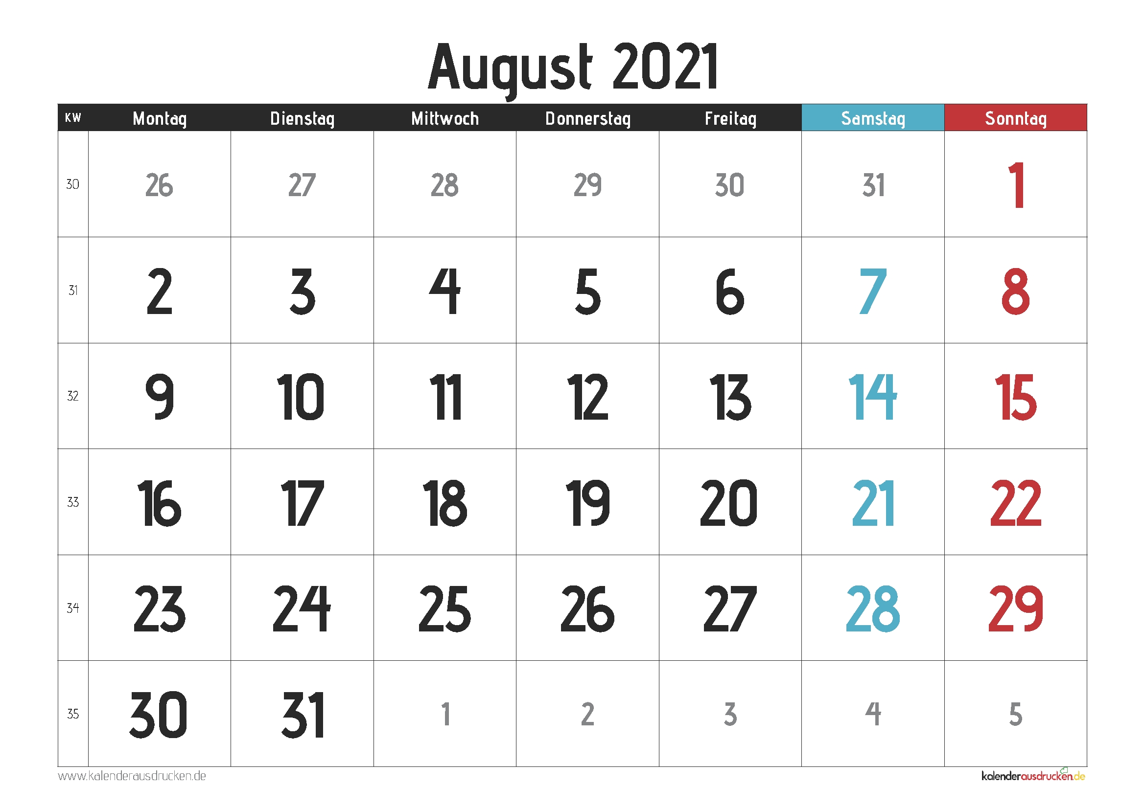 Pick Monatskalender August 2021 Pdf