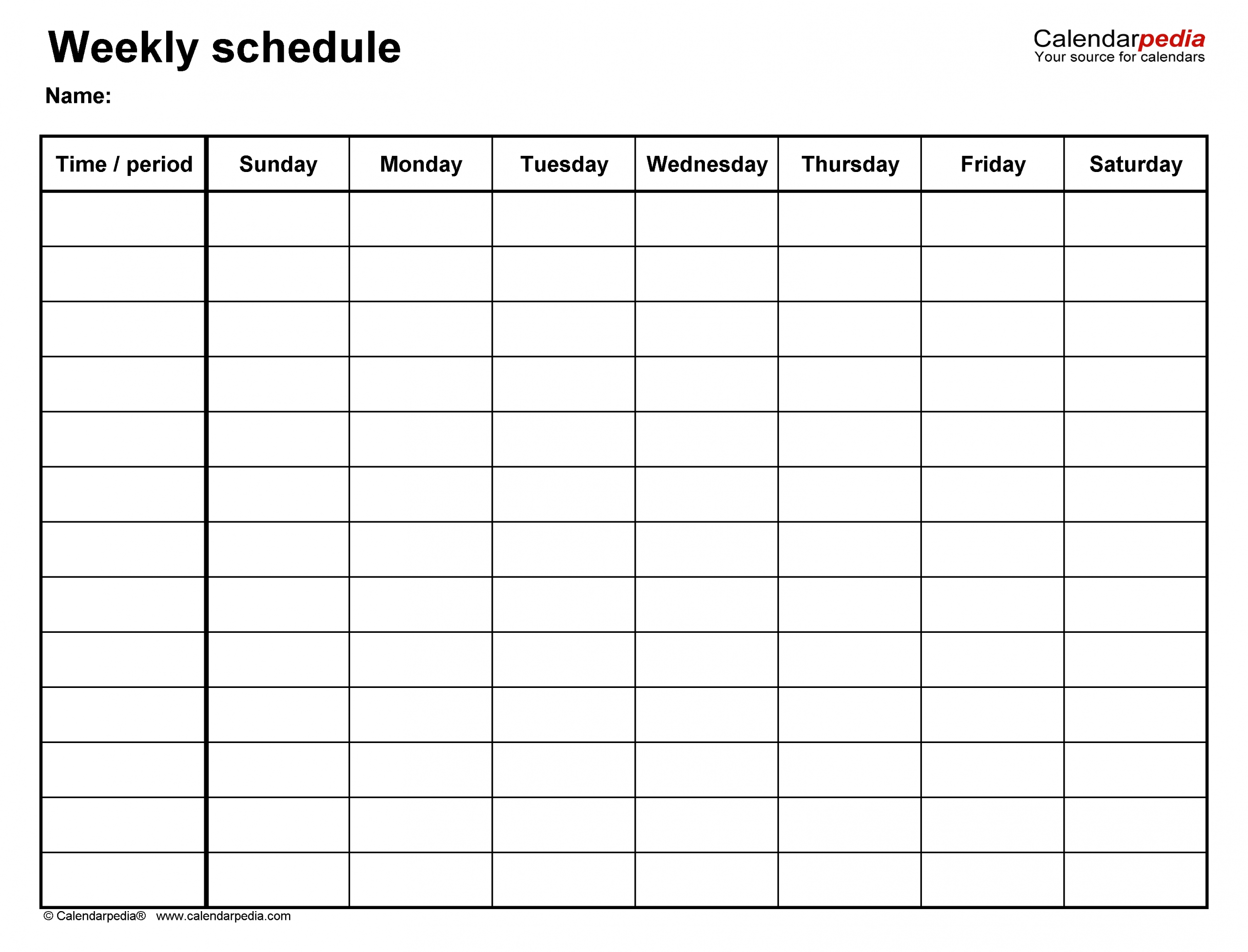 Pick Monday Through Friday Schedule