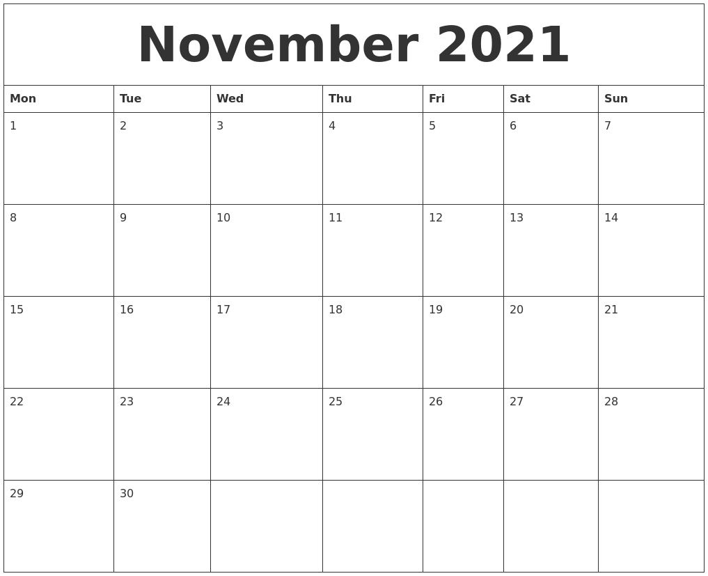 Pick November 2021 Calendar Cute