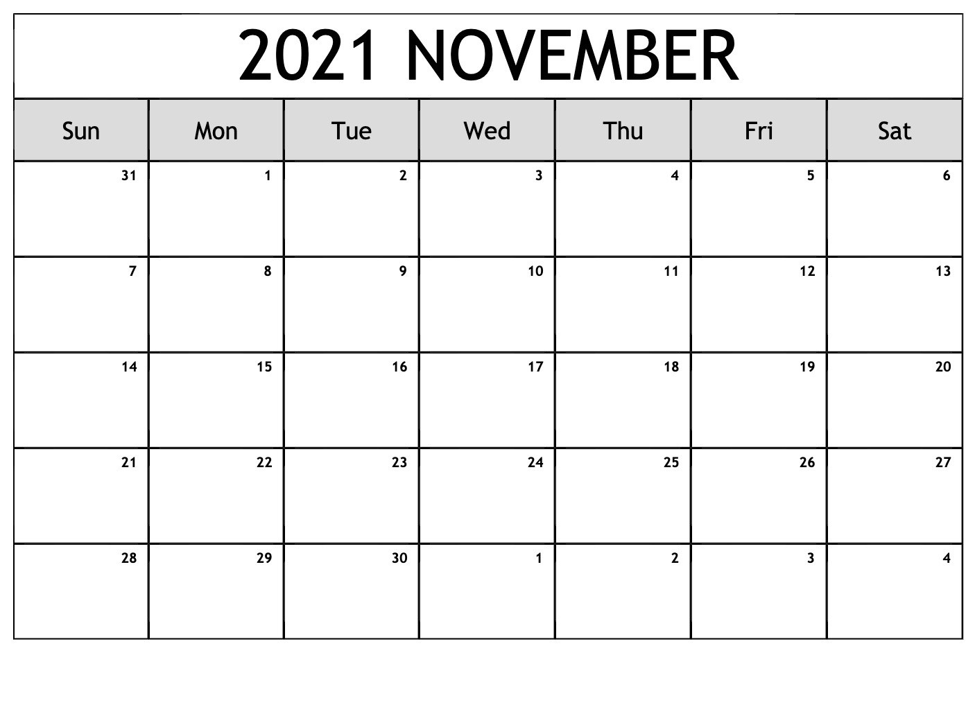 Pick November 2021 Calendar