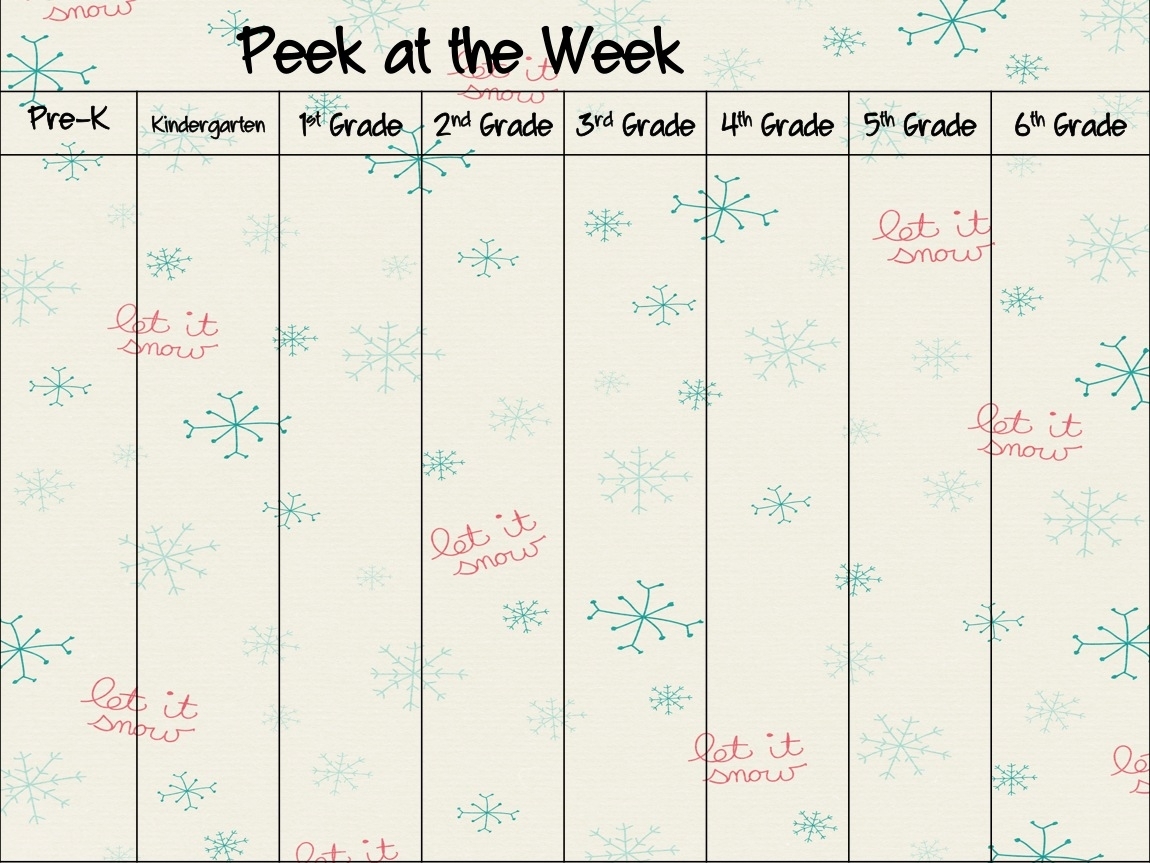 Pick Peek At The Week Template