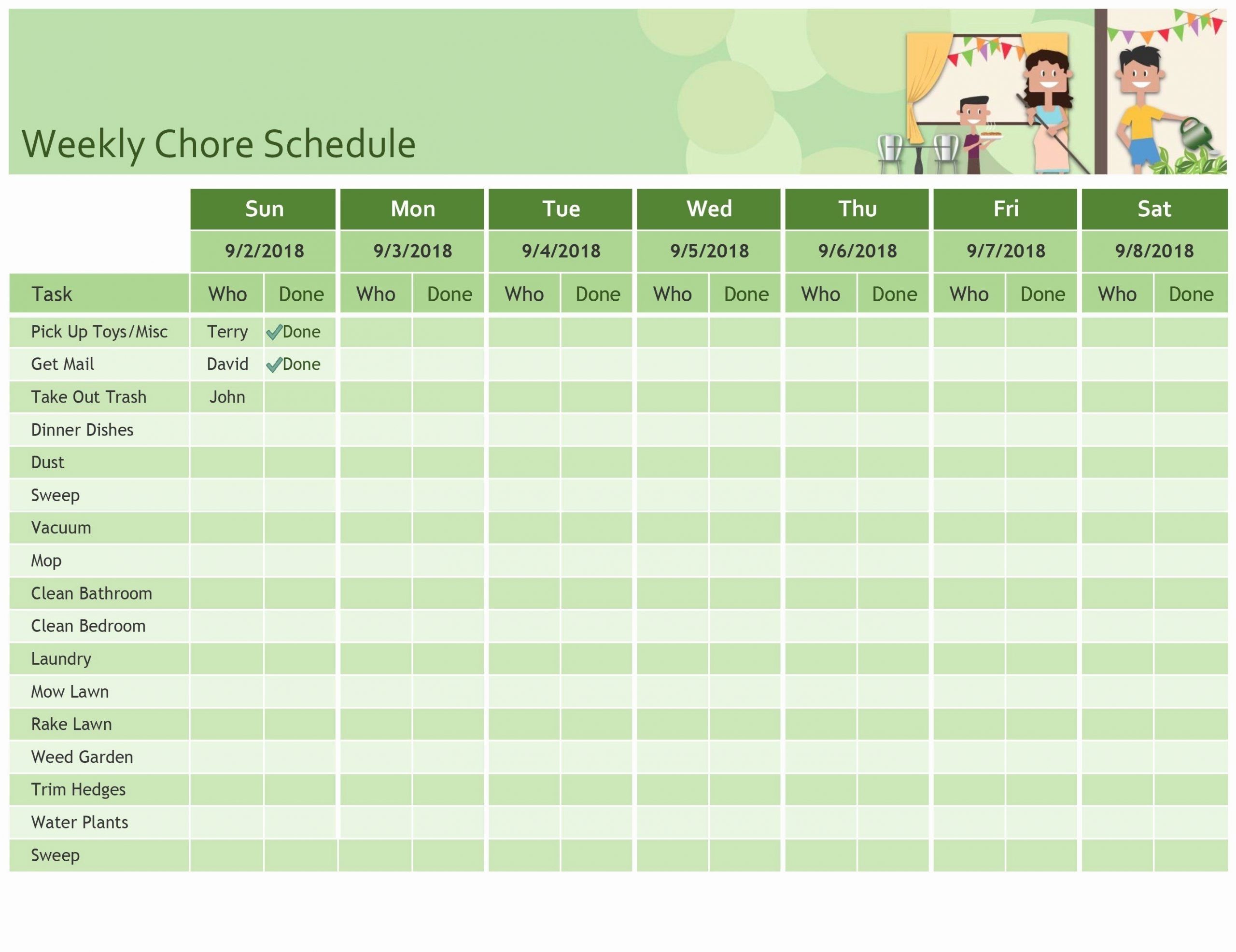 Pick Pick Up Schedule Template