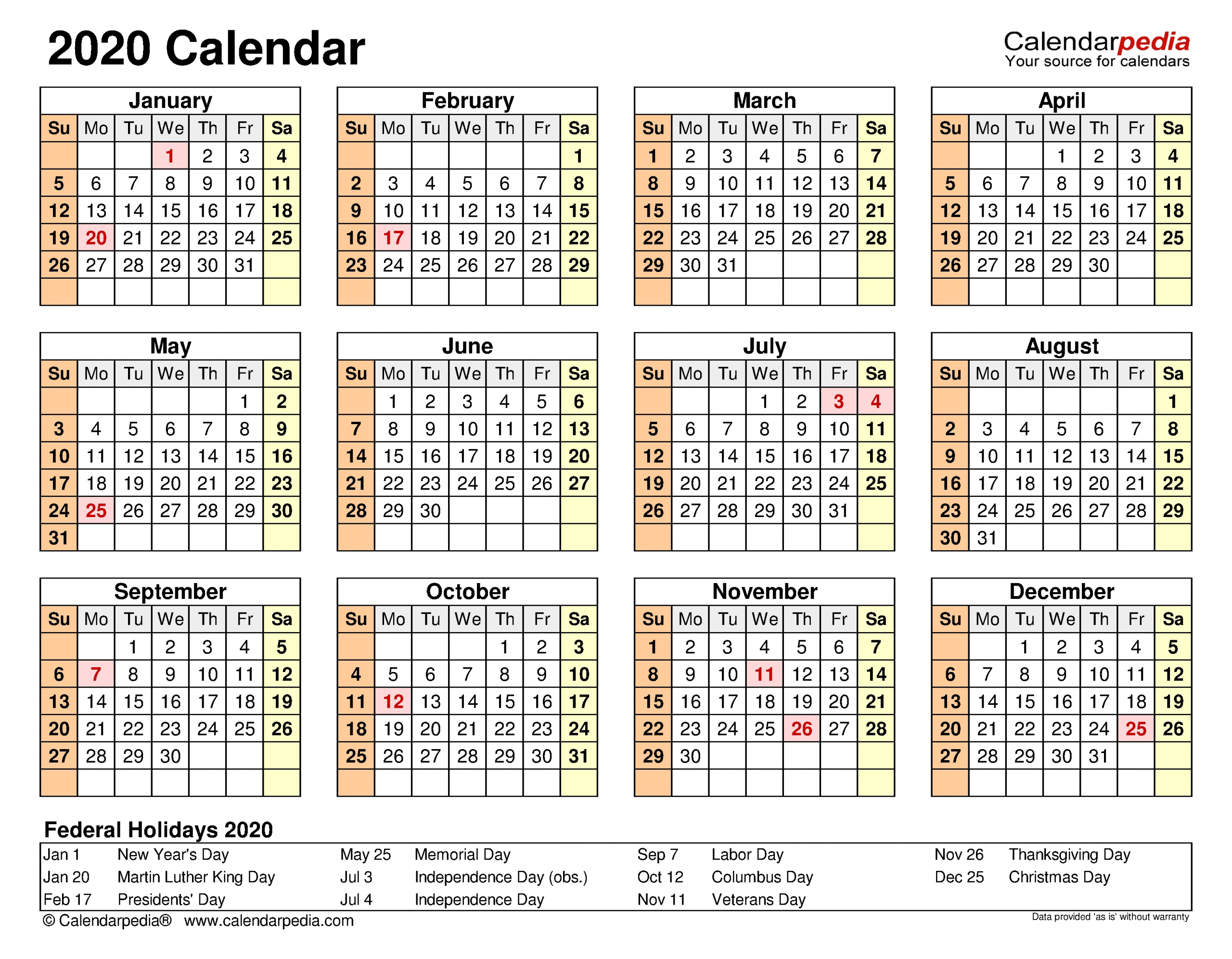 Pick Pocket Sized Calendar Excel