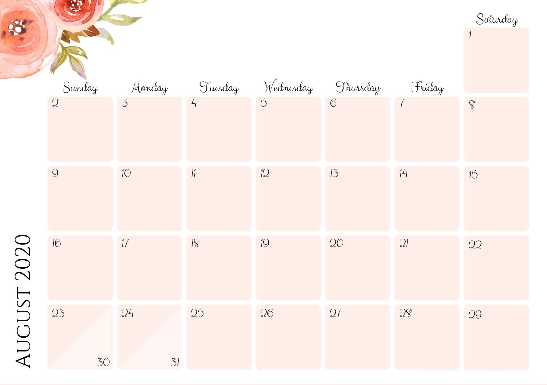 Pick Pretty Calender For Month Of August