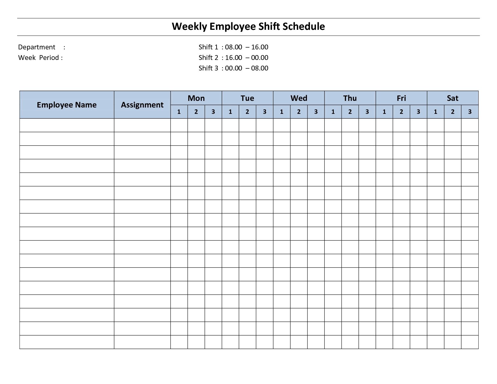 Pick Printable Blank Work Schedule