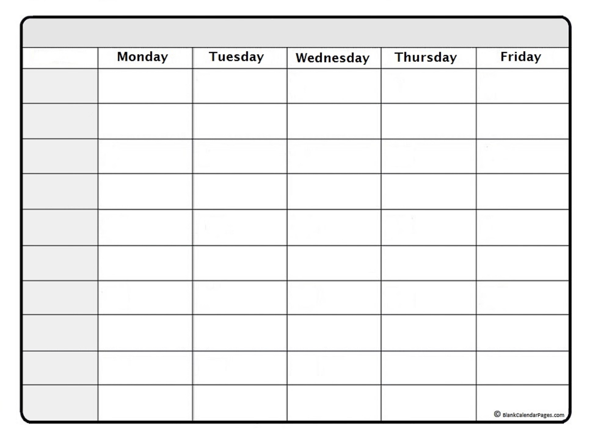 Pick Printable Blank Work Week Calendar