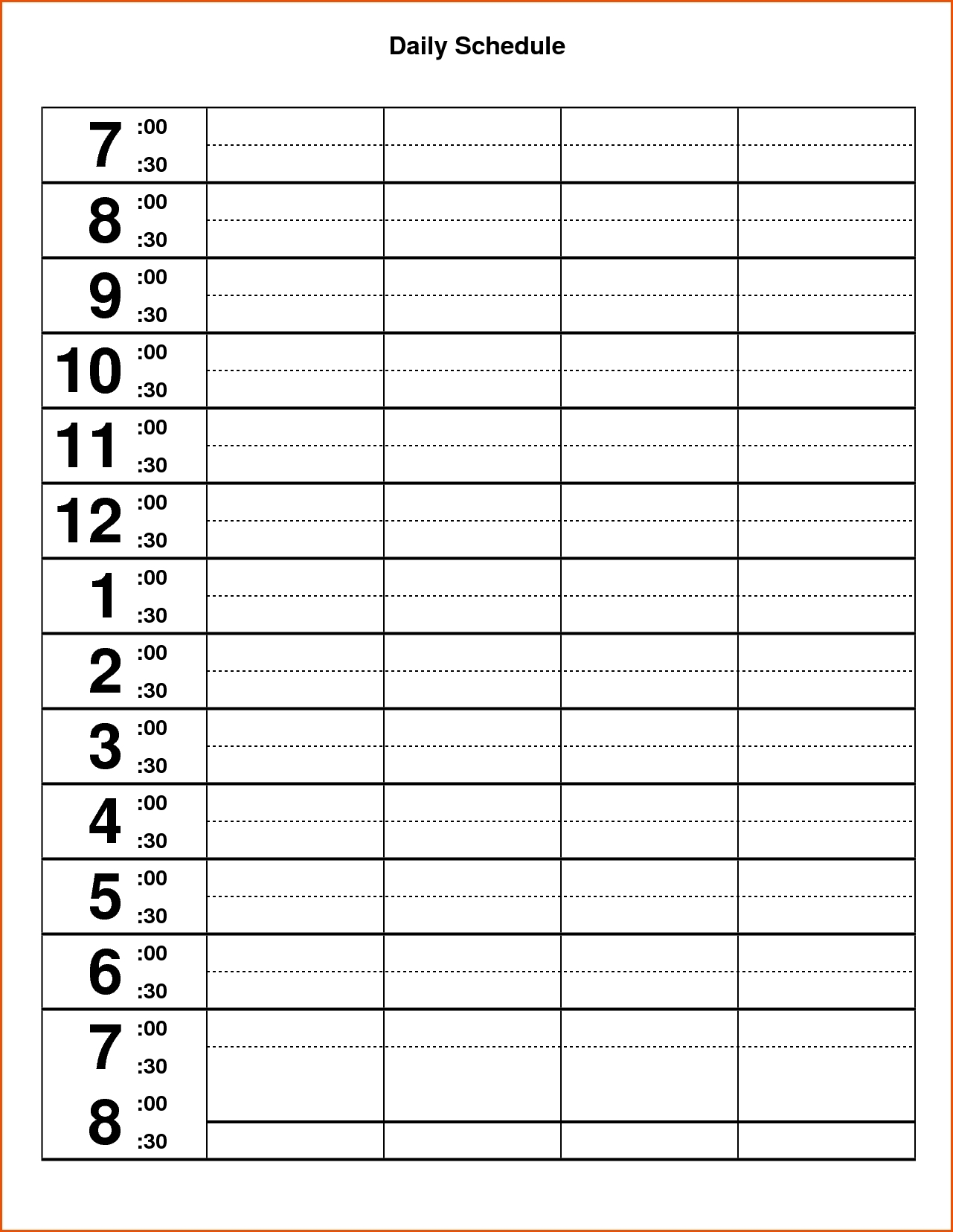 Pick Printable Daily Calendar With Time Slots
