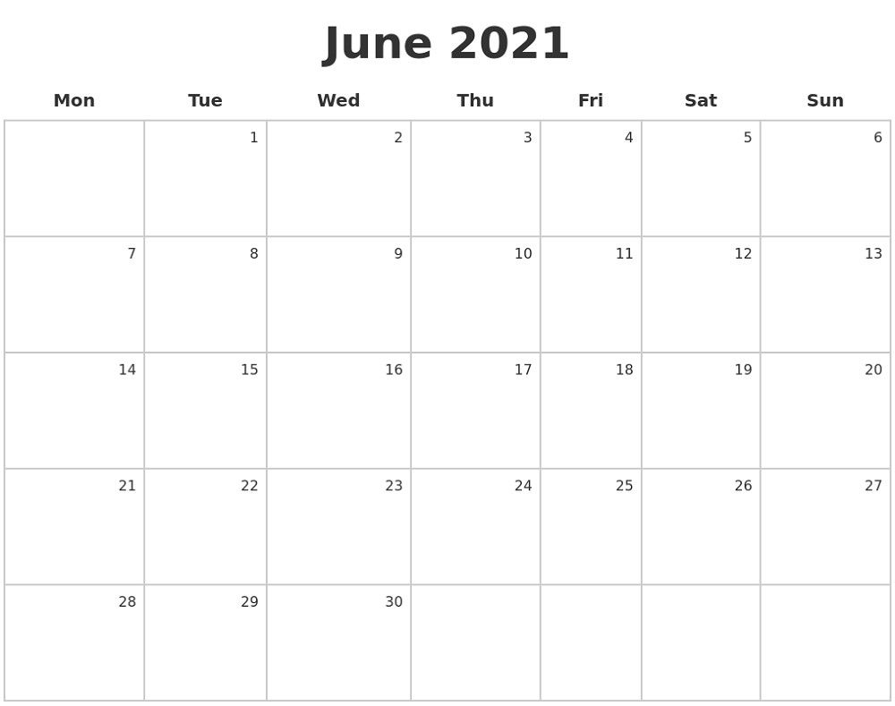 Printable Monday To Sunday Calendar 2021 Best Calendar Example