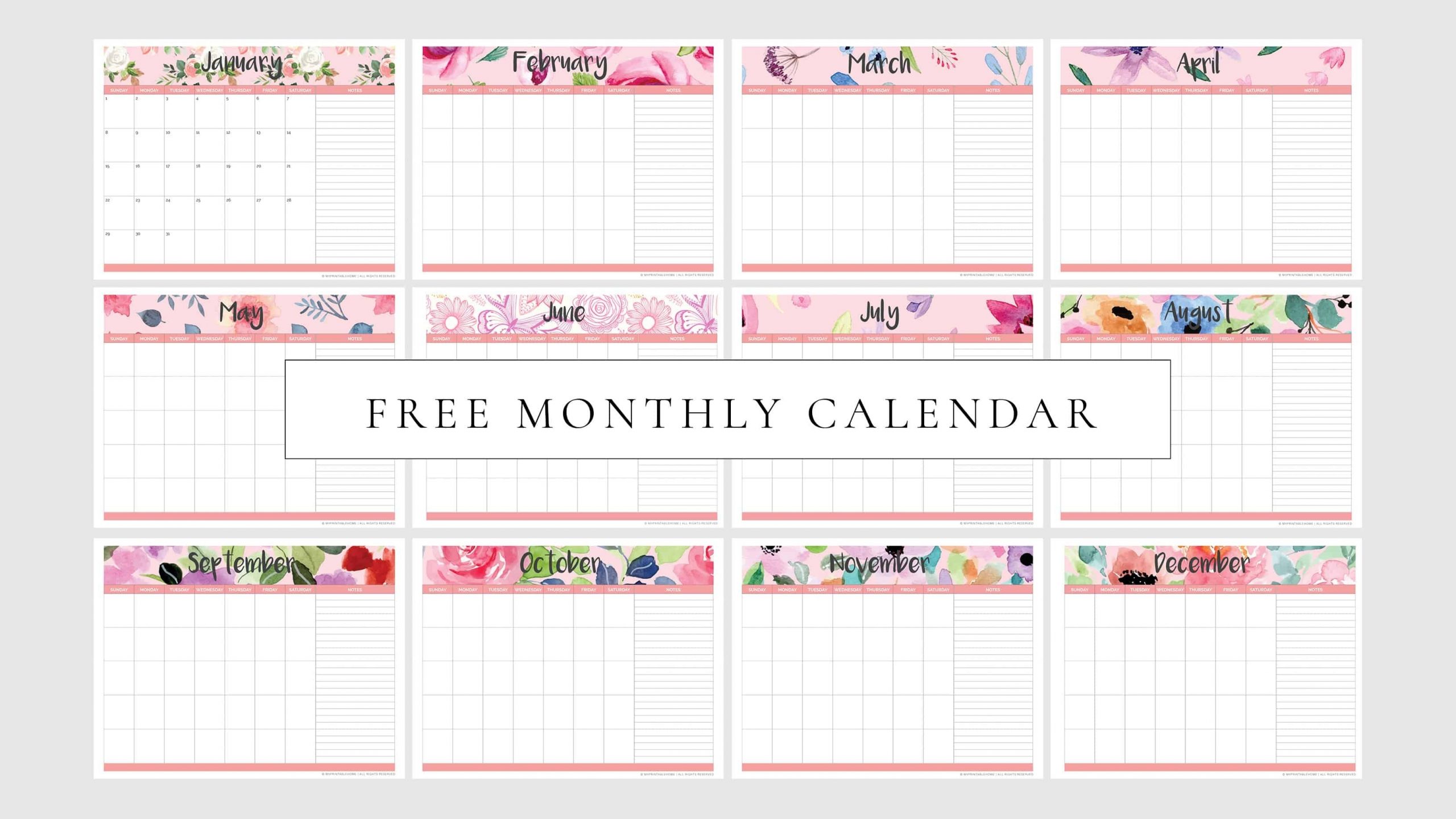 Pick Printable Undated Month