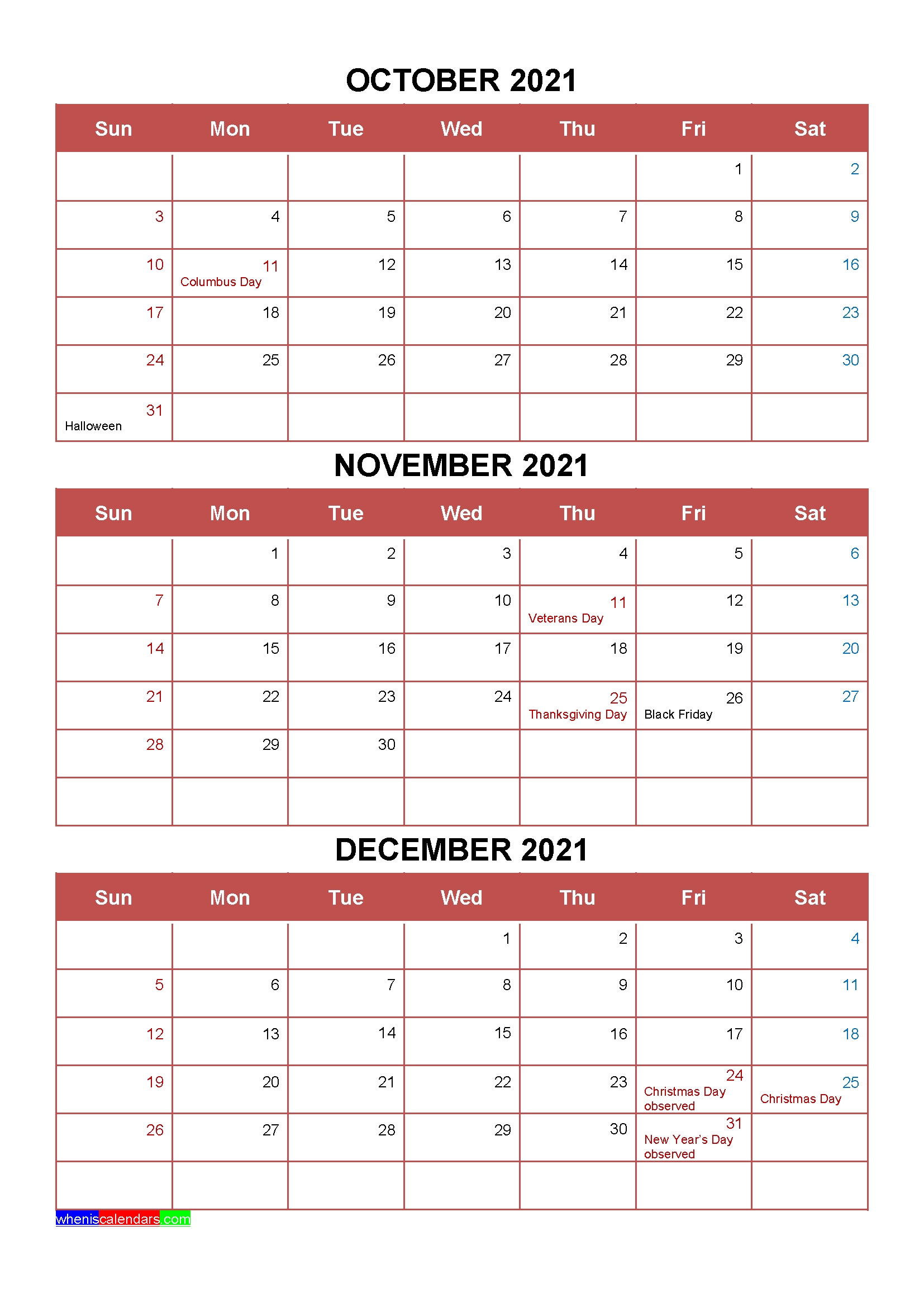 Pick September To December 2021 Calendar