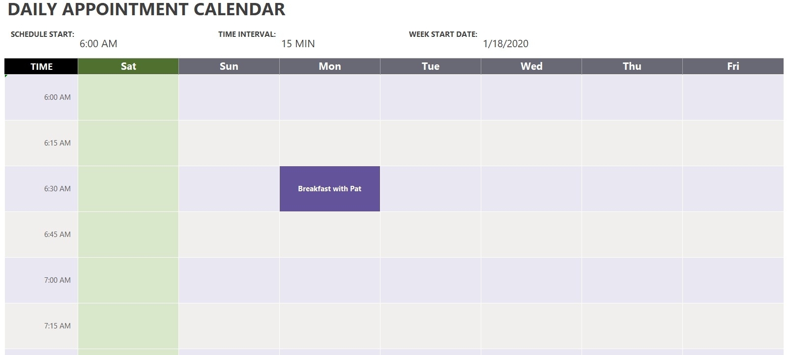 Pick Time Slot In Excel