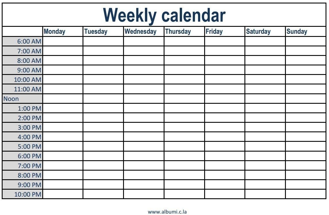 Pick Weekly Appointment Schedule With Time Slots Template Printable