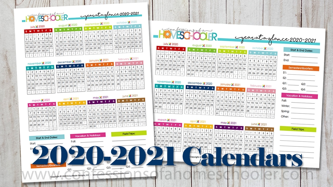 Pick Year At A Glance Calendar 2021 Free Printable