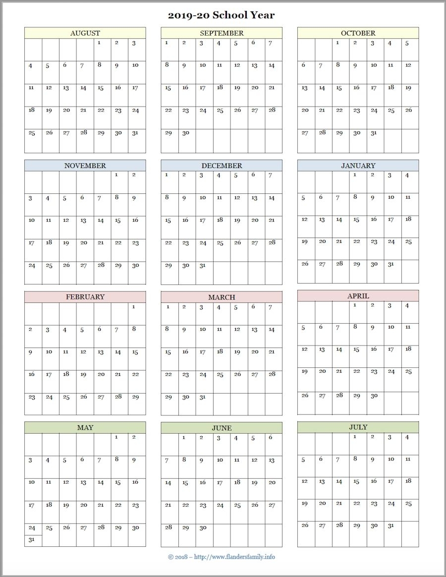 Year At A Glance School Calendar Printable Best Calendar Example