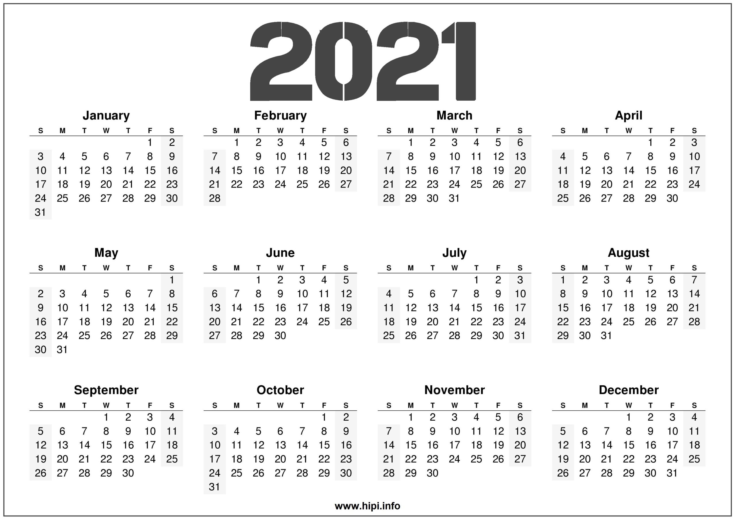 Take 2021 12 Month Calendar Template