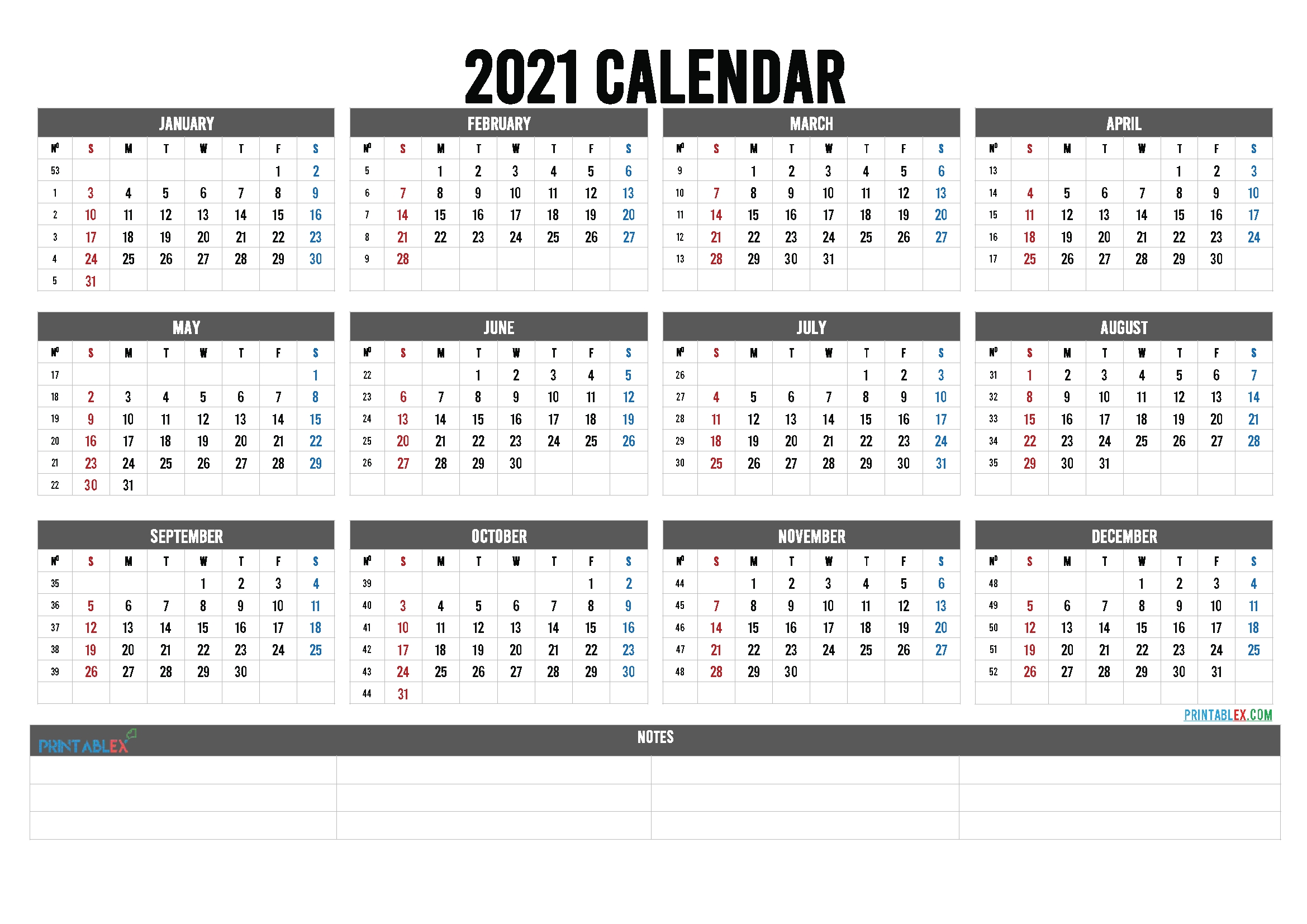Take 2021 Calendar By Week