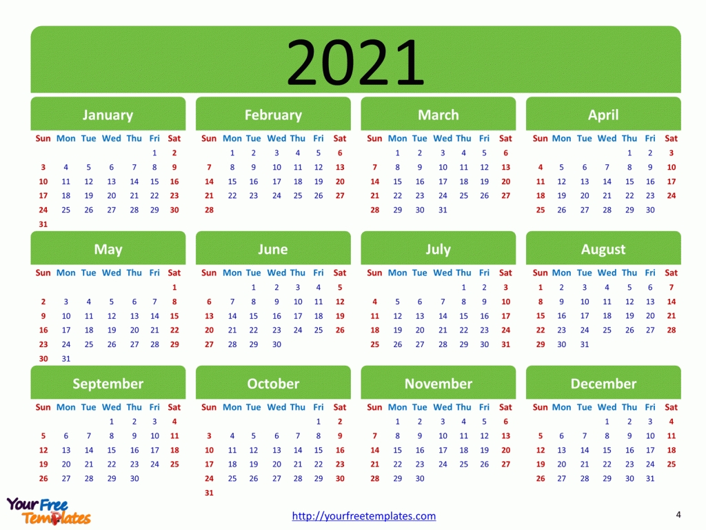 Take 2021 Calendar Free Printable 4 Month