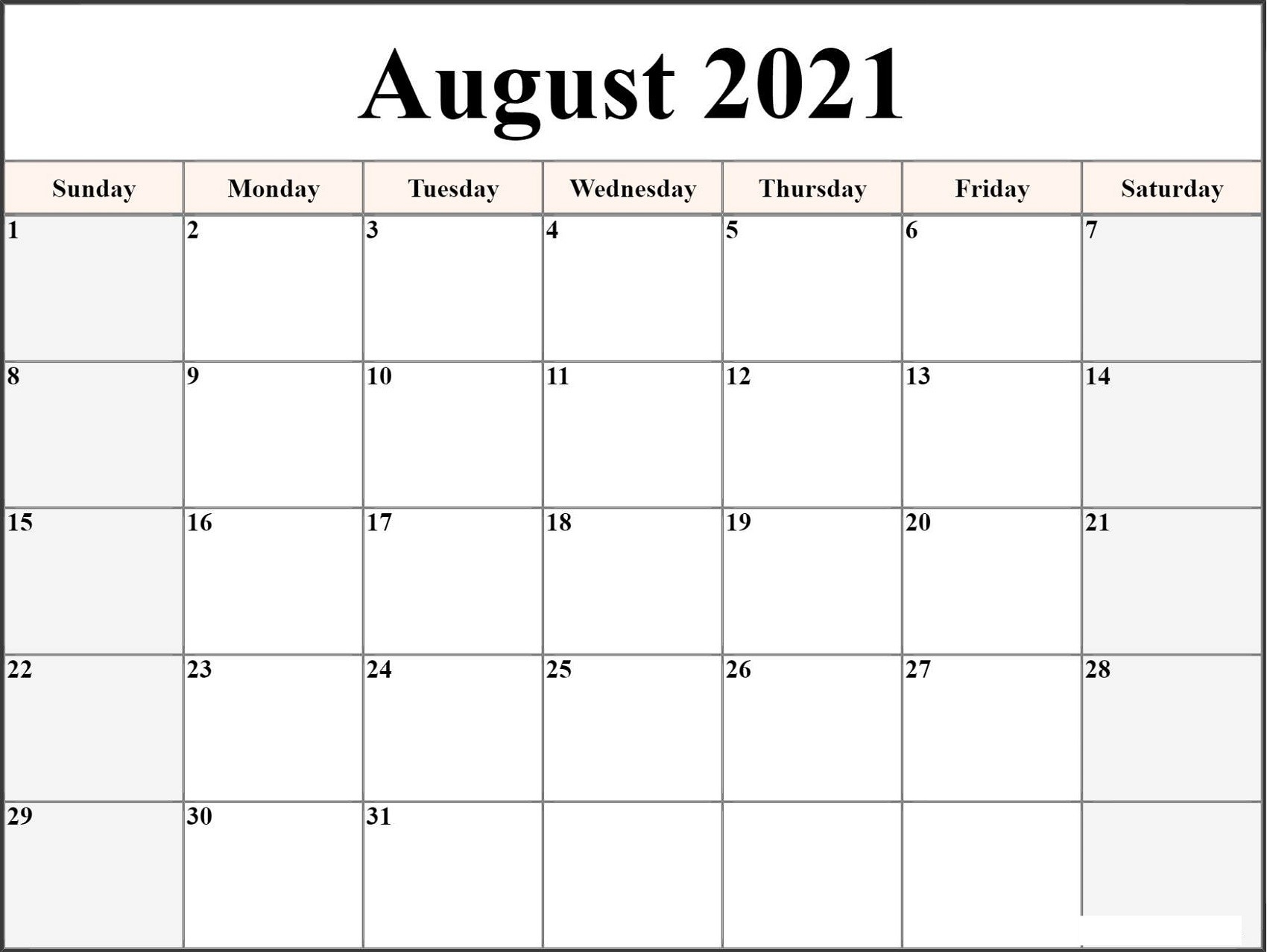 Take 2021 Printable Calendar Monthly