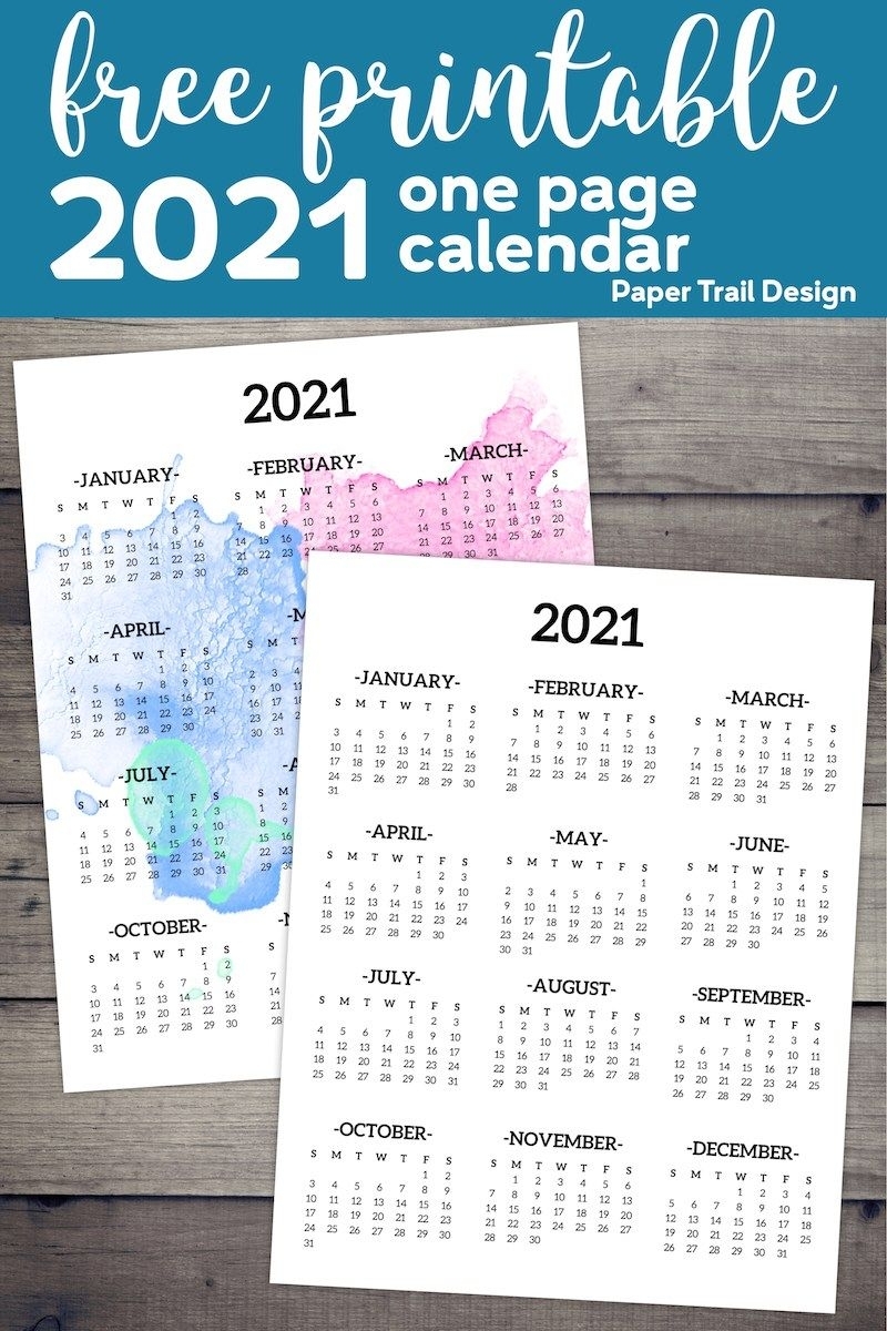 Take 2021 Single Page 8.5X11 Calendar