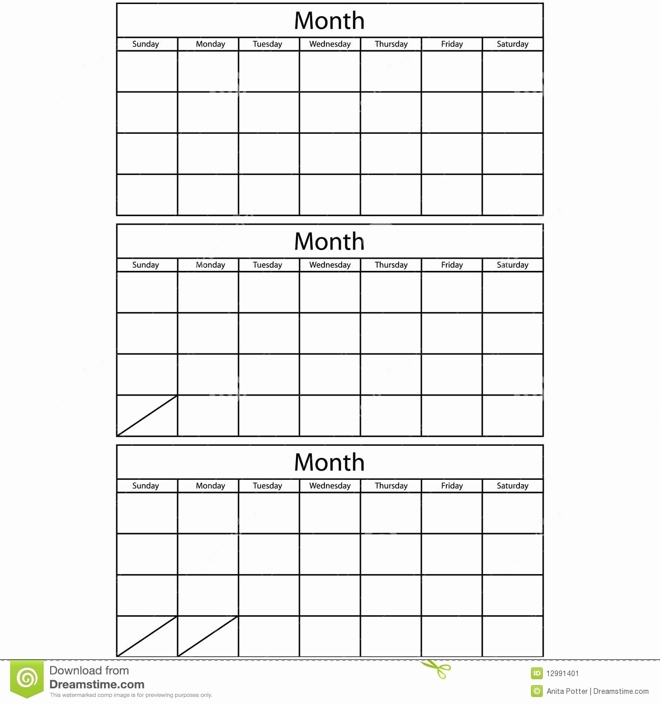 Take 3 Month Calendar Template