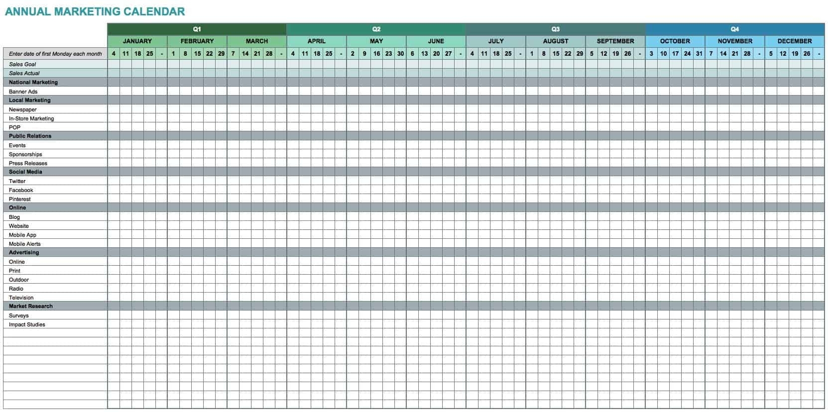 52Weak Calendar Excel Best Calendar Example