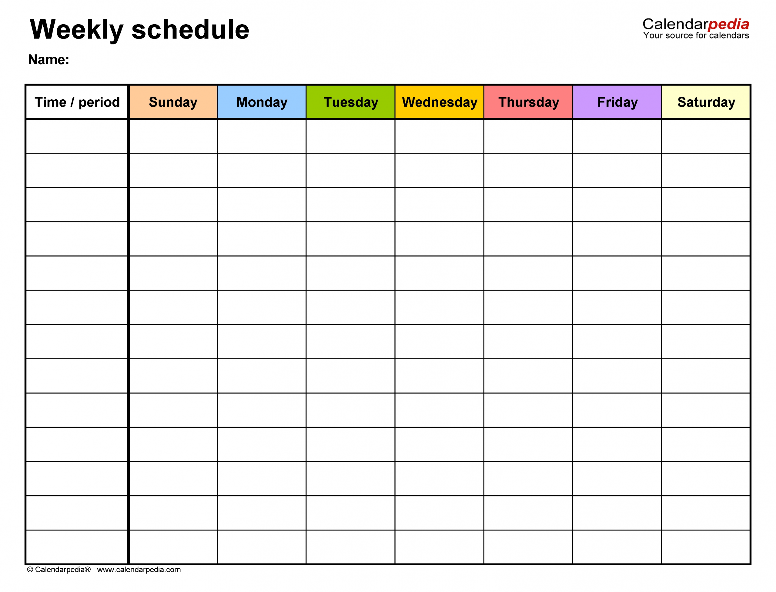 Take 6 Week Blank Schedule Template