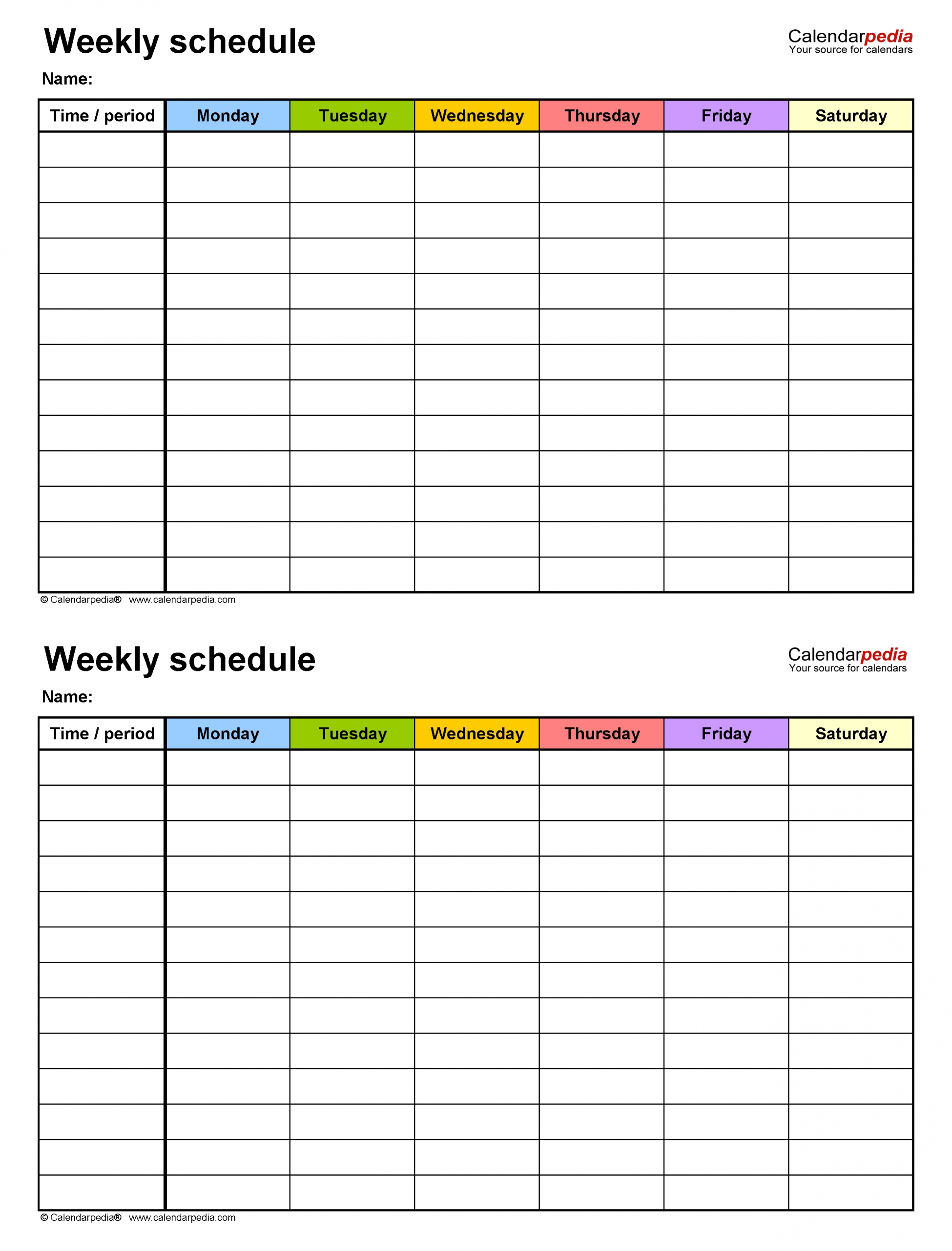 Take 6 Week Schedule Template