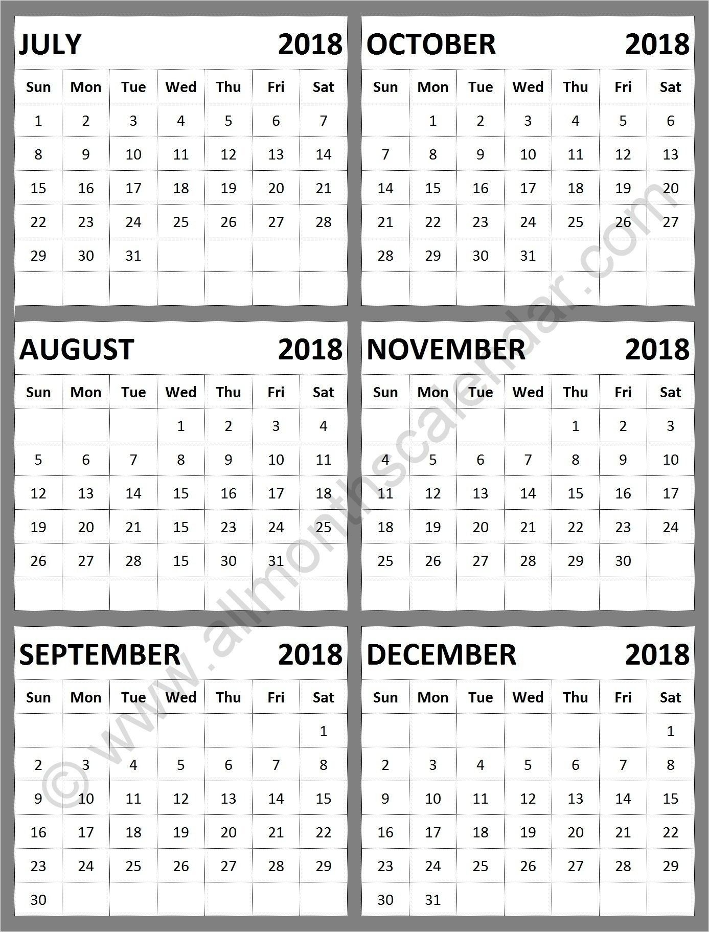 Take August Through December Calendar