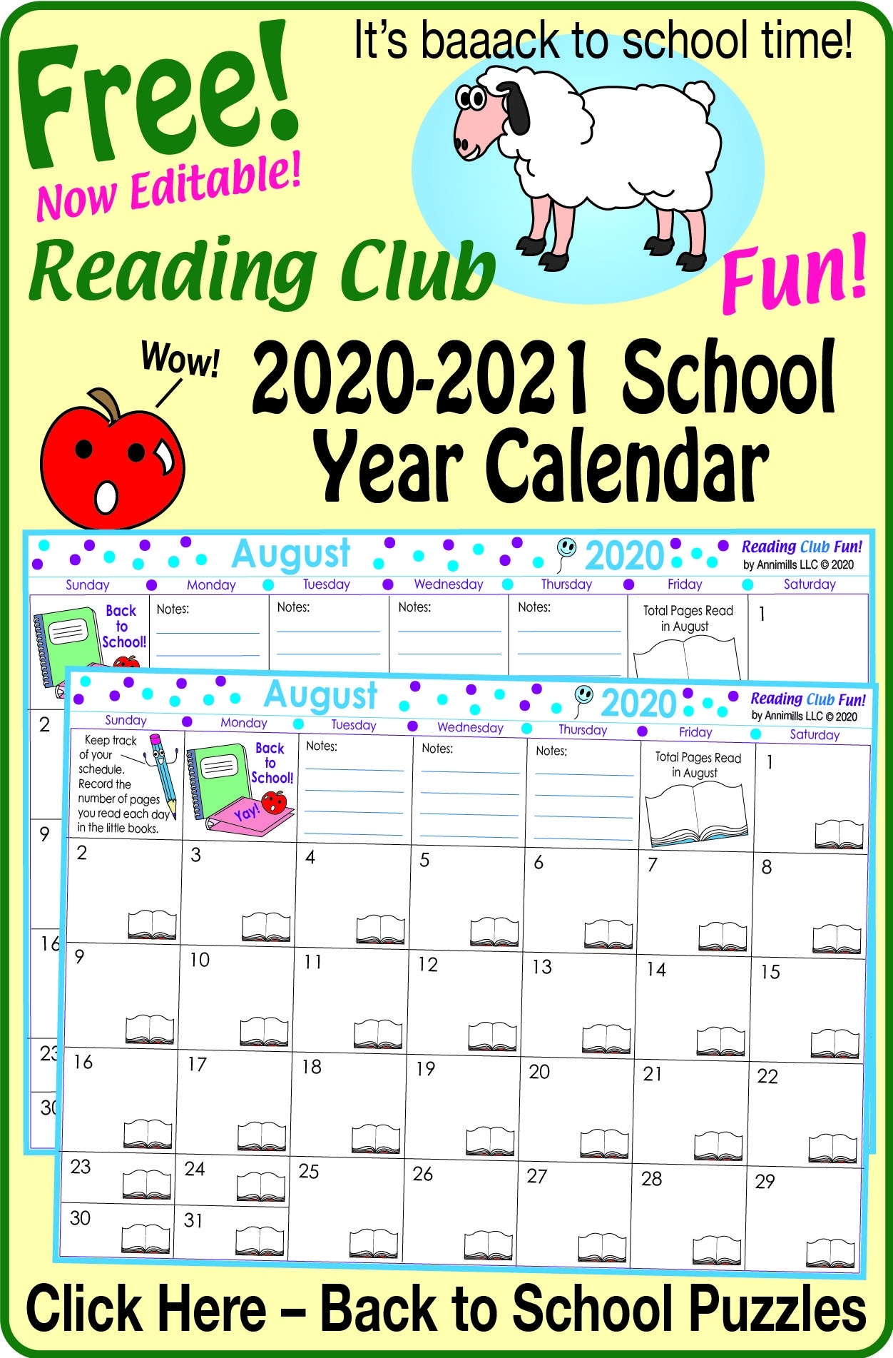 Take Back To School August 2021 Calendar