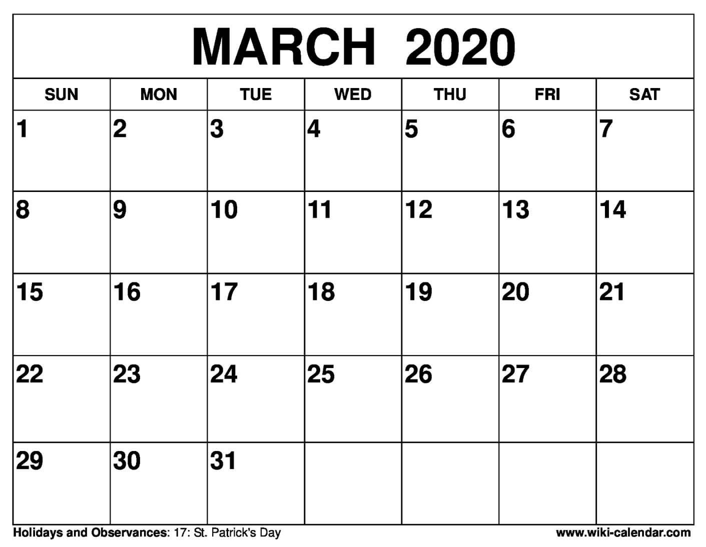 Take Blank 31 Day Calendar Printable