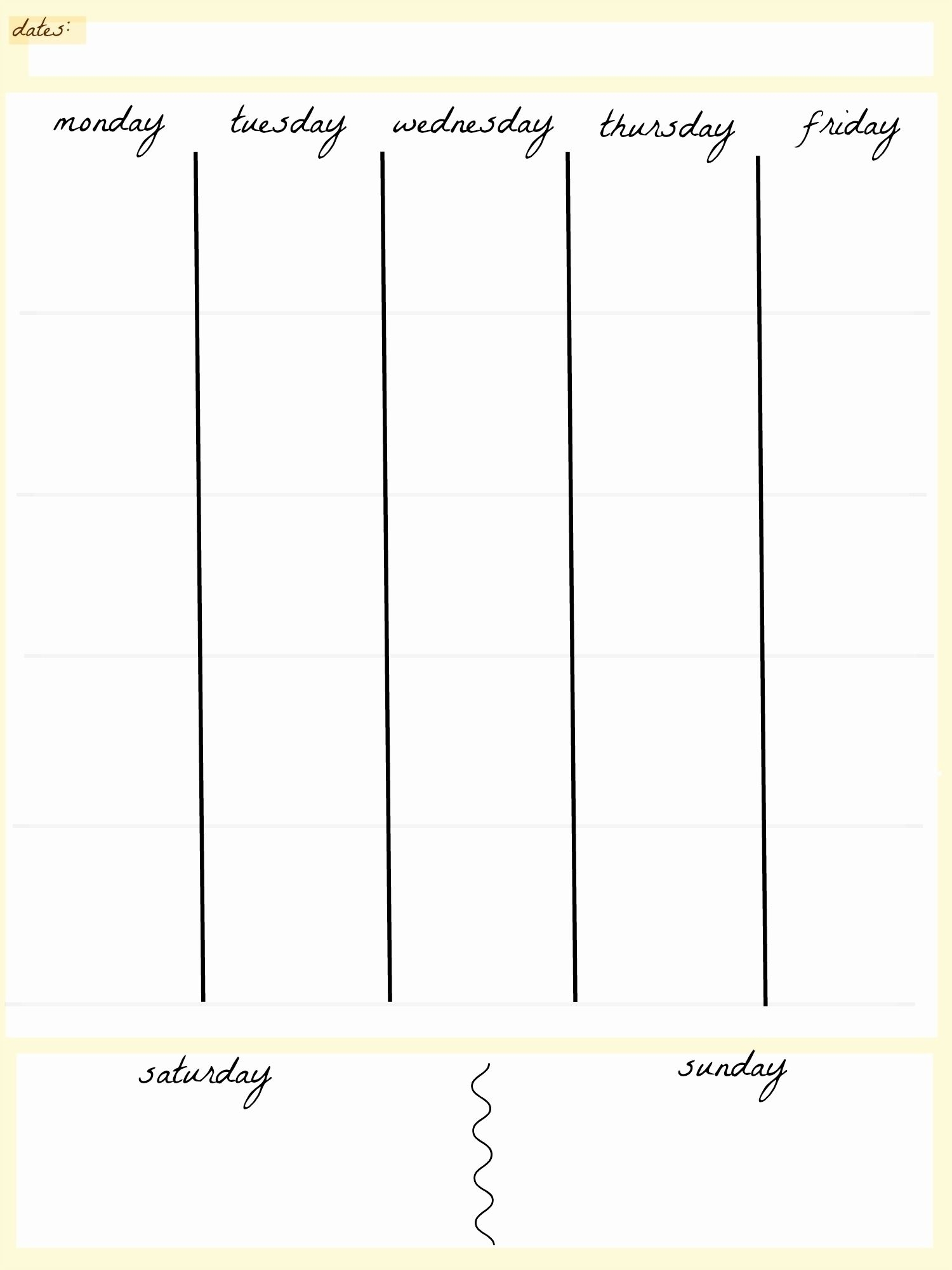 Take Blank 5 Day Calendar