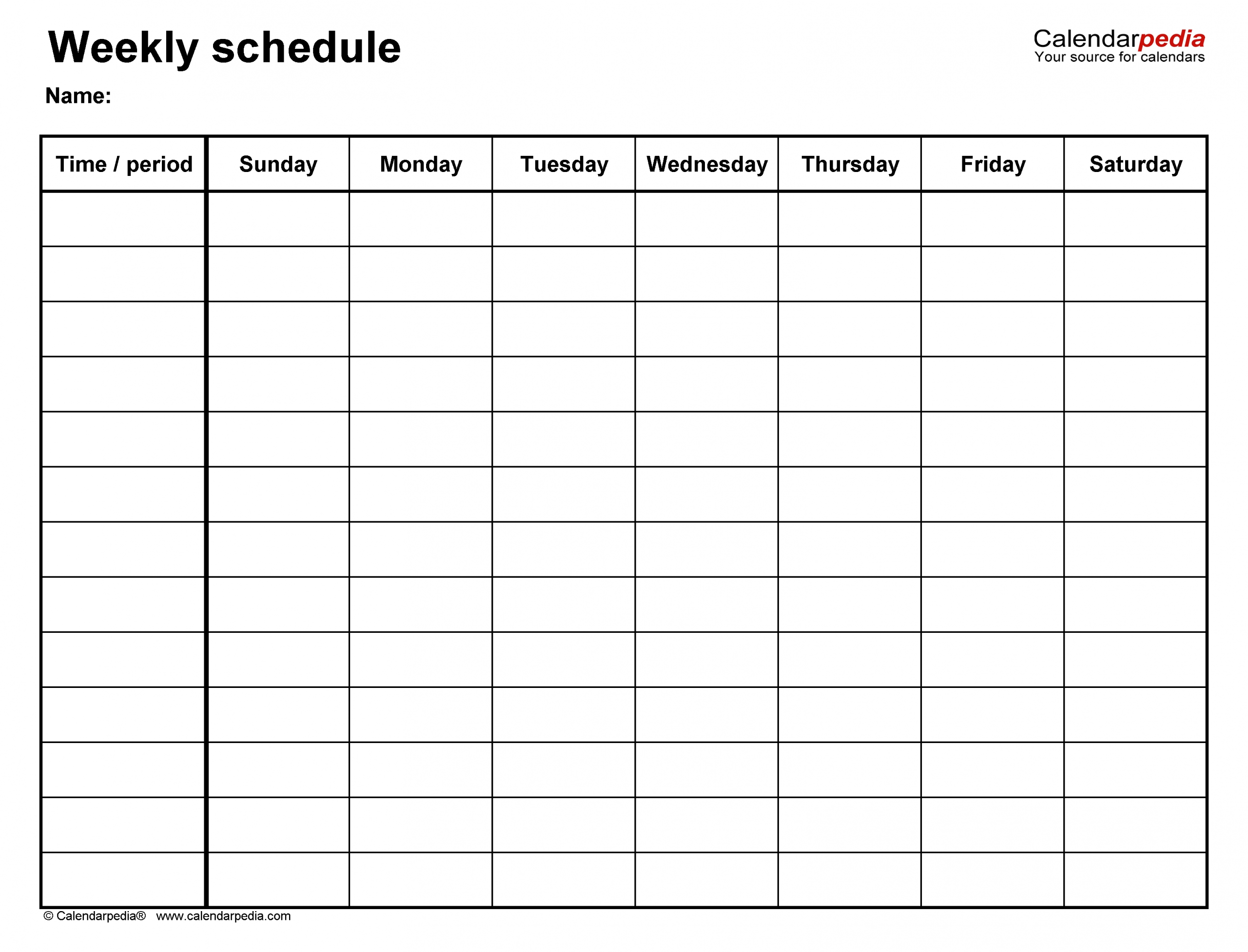 Take Blank 7 Day Calendar Printable