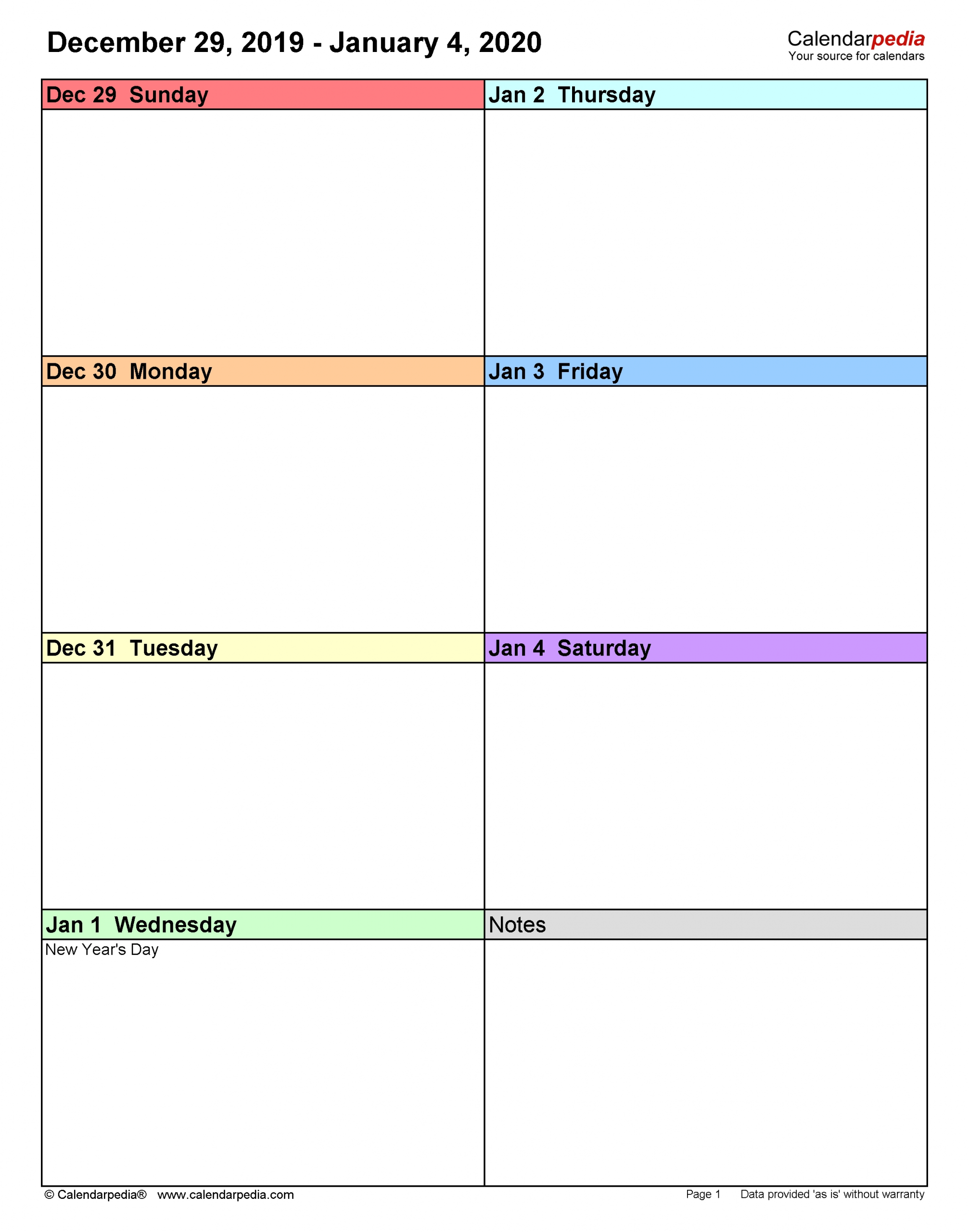 Take Blank Bi-Weekly Calendar