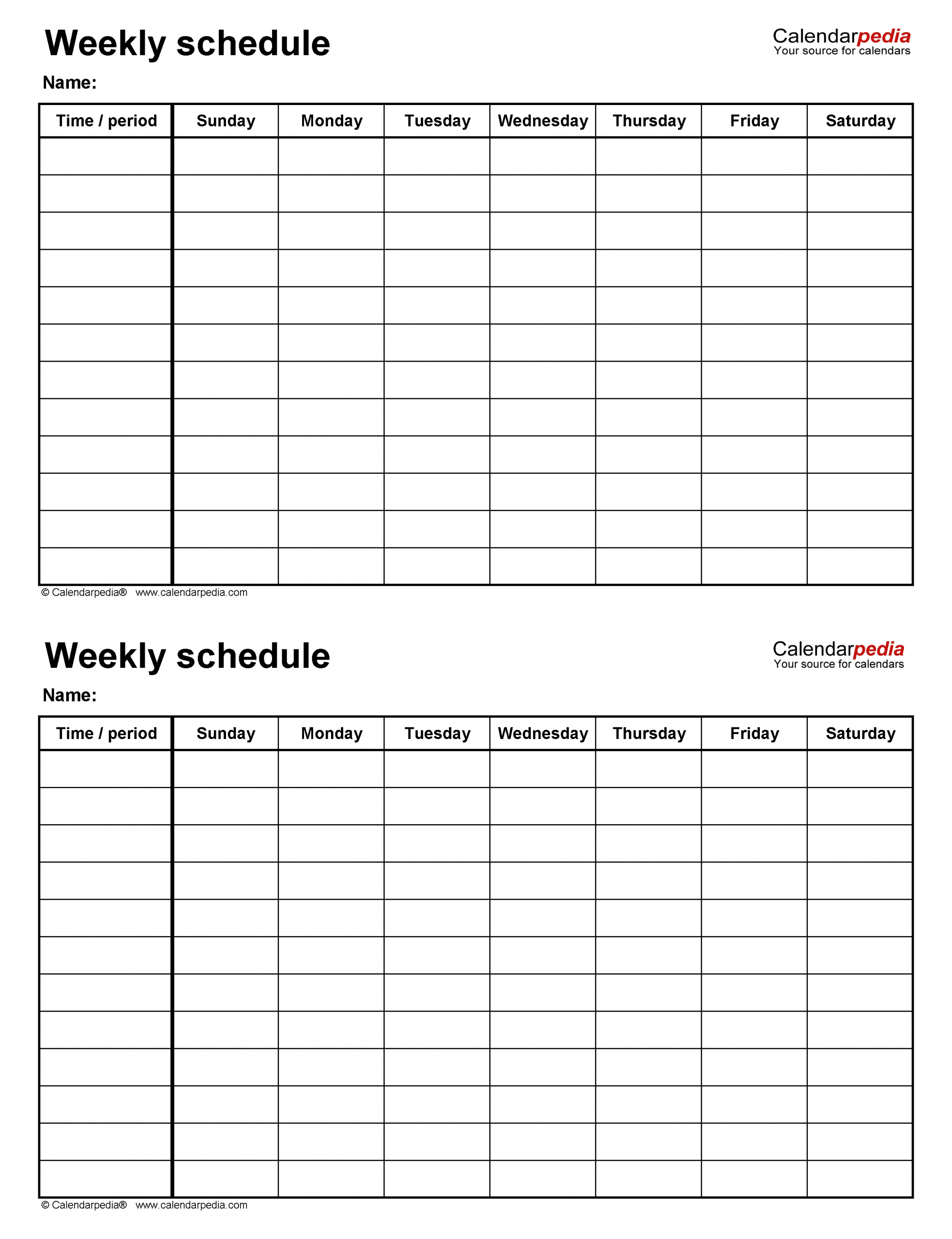 Collect Blank Two Week Schedule Best Calendar Example