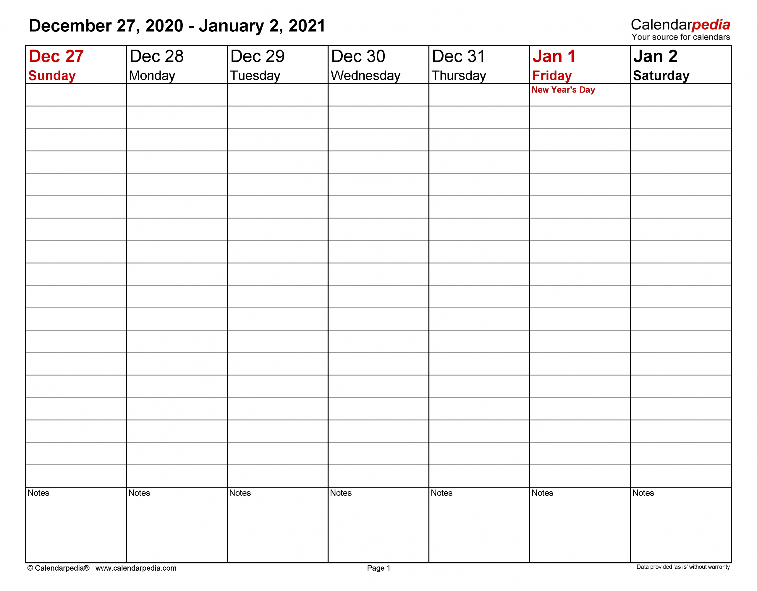 Take Blank Work Week Calendars 2021