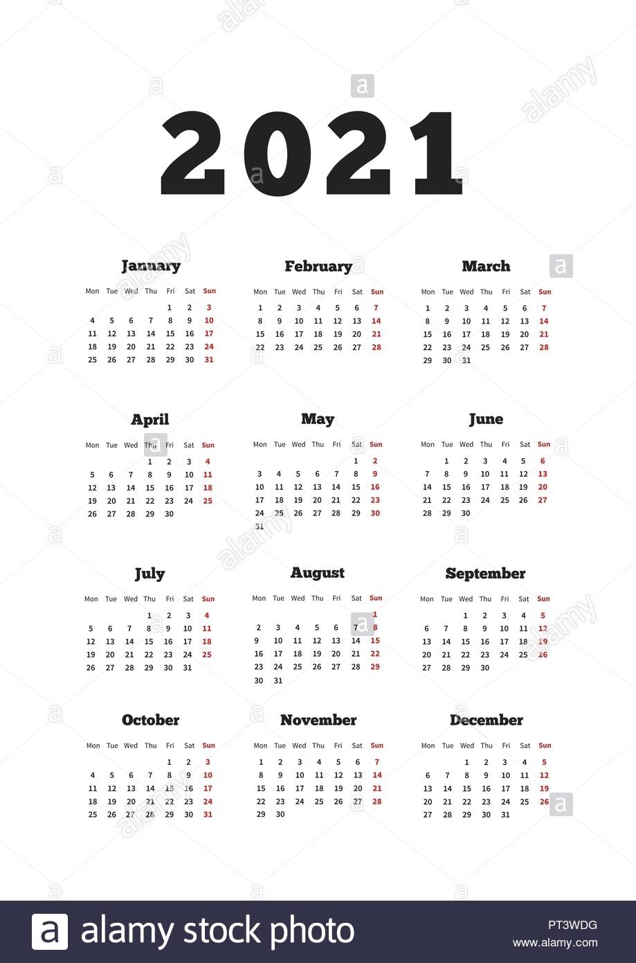 Take Calendar 2021 Week Starting Monday
