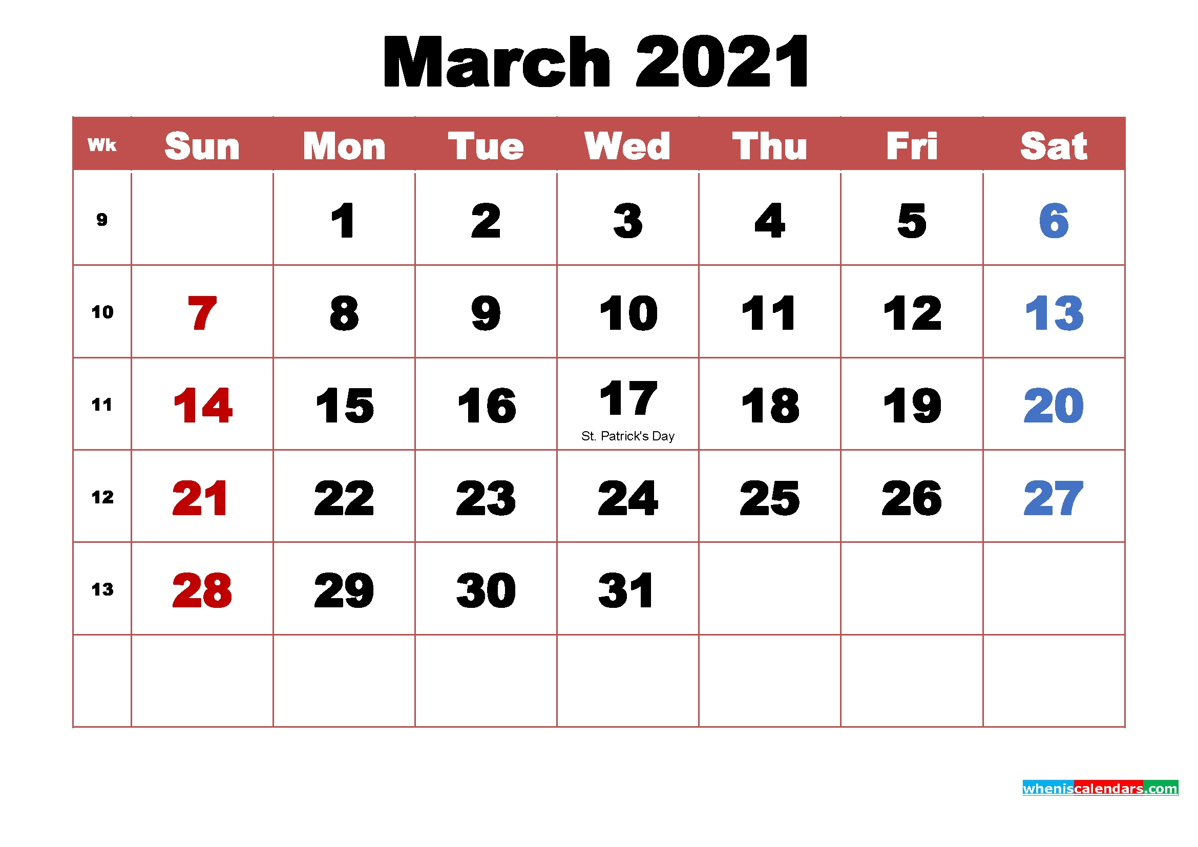 Take Calendar April 2021 March 2021