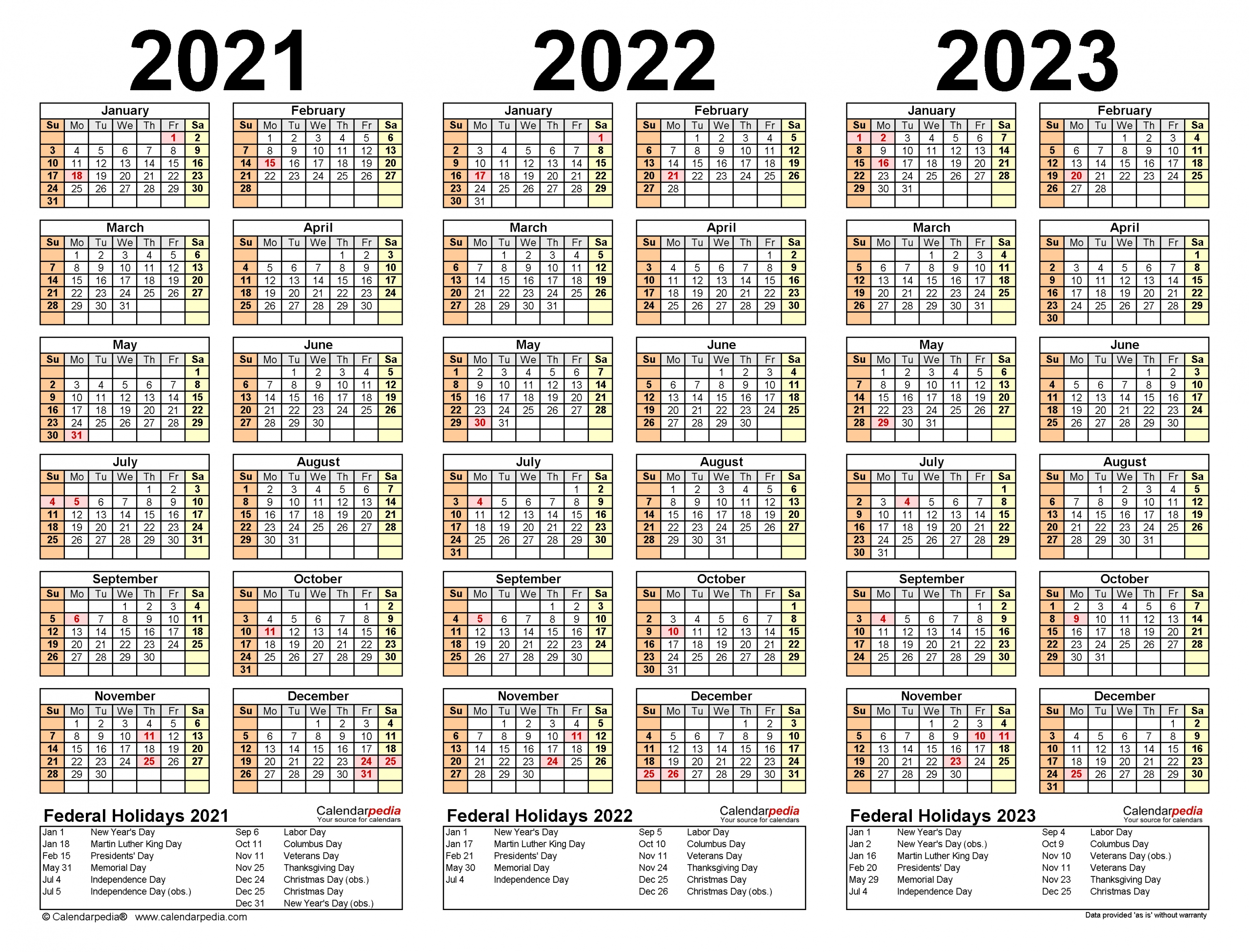 Take Calendar For 2021 2022 2023