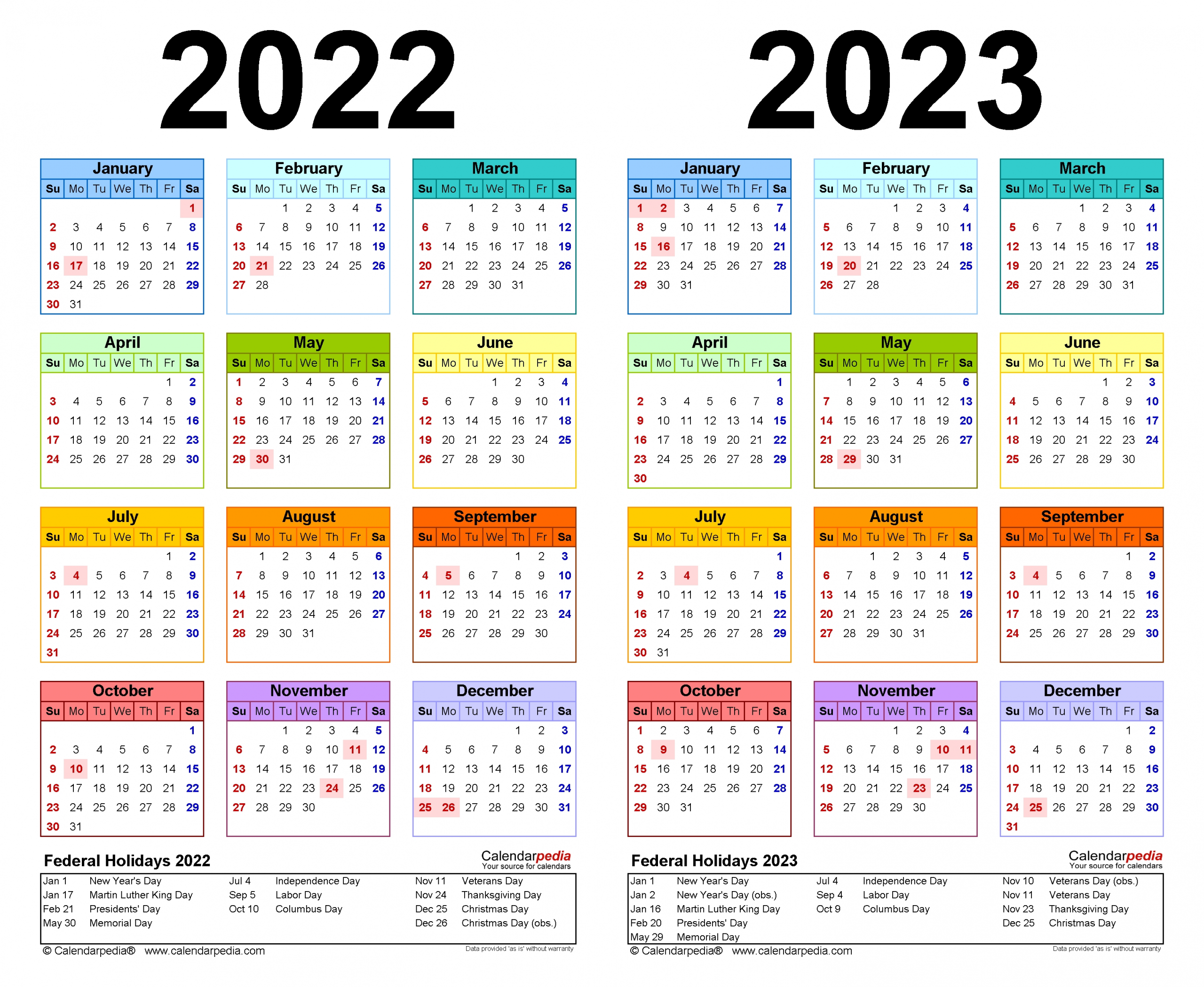 Take Calendar For 2022 & 2023