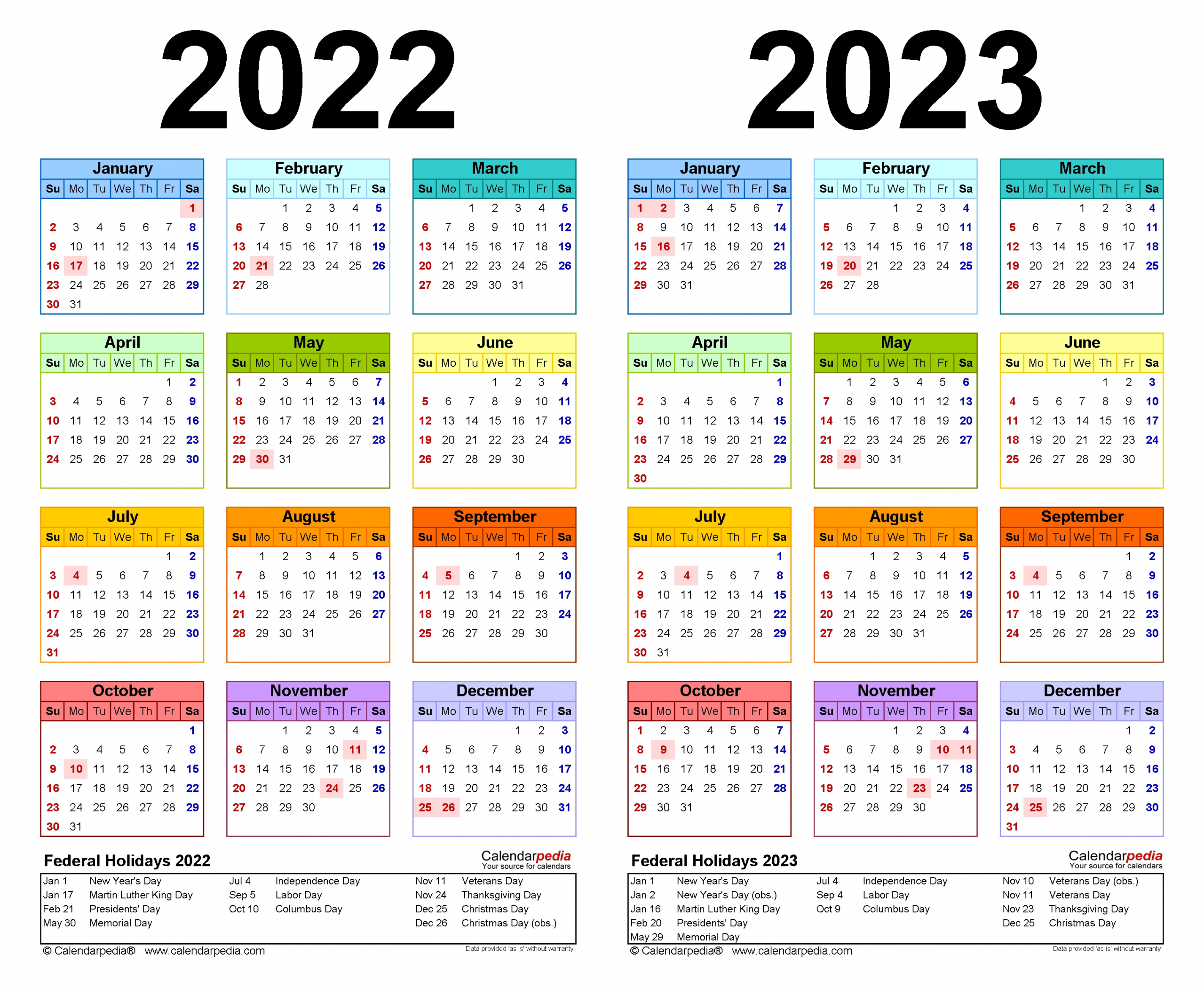 Take Calendar For 2022 &amp; 2023