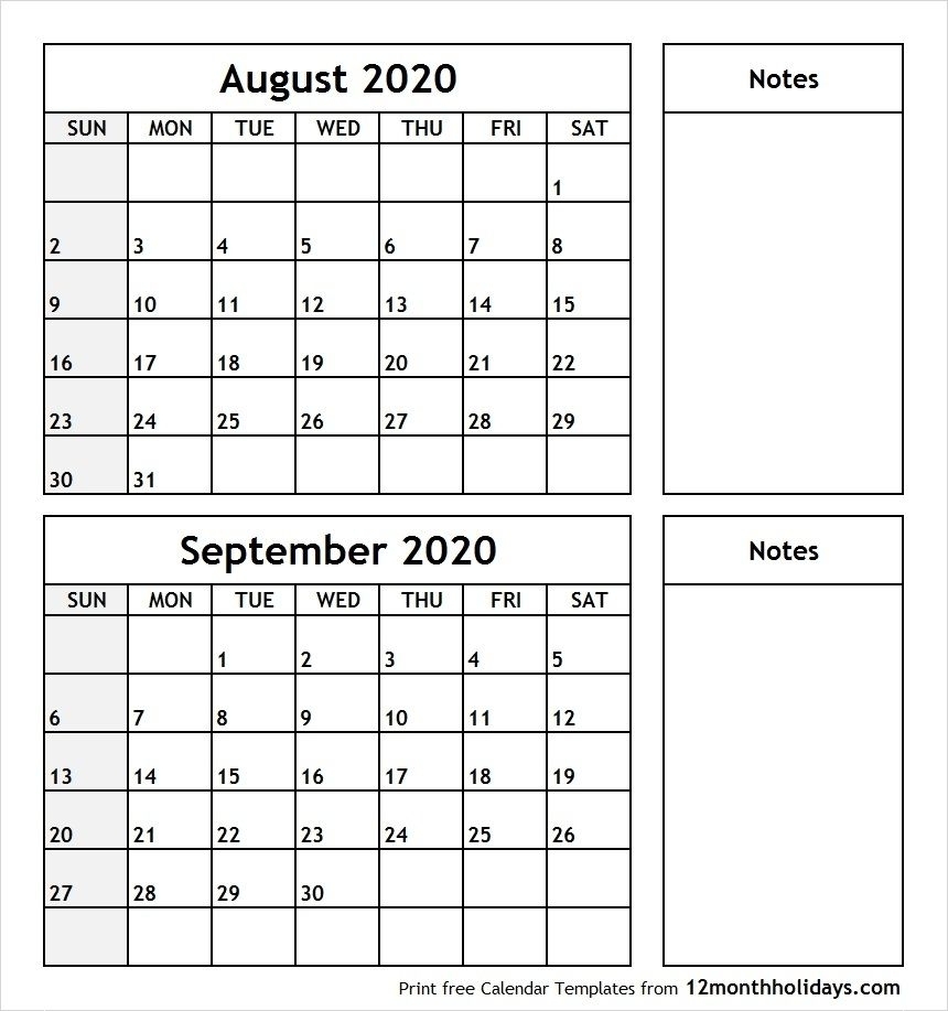 Take Calendar For August And September