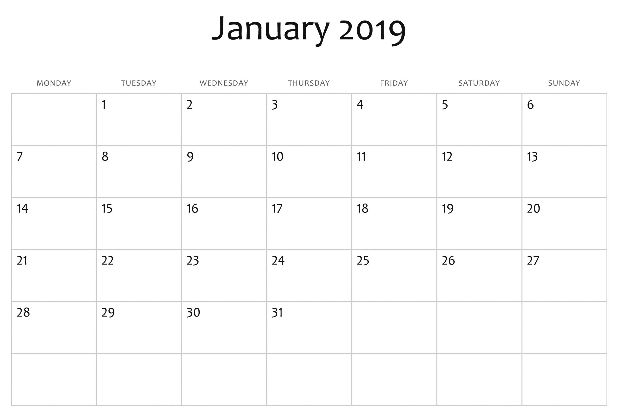 Take Calendar Print Monday