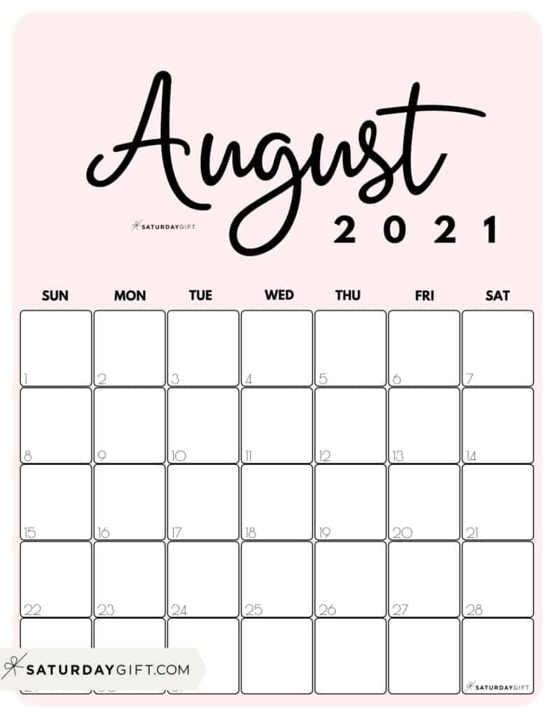Take Calendar Print Out August 2021 Fun