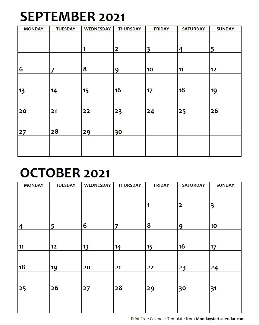 Take Calendar September October 2021